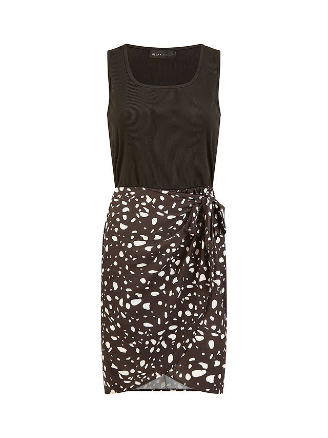 Mela London Stretch Top & Woven Skirt Wrap Mini Dress, Black