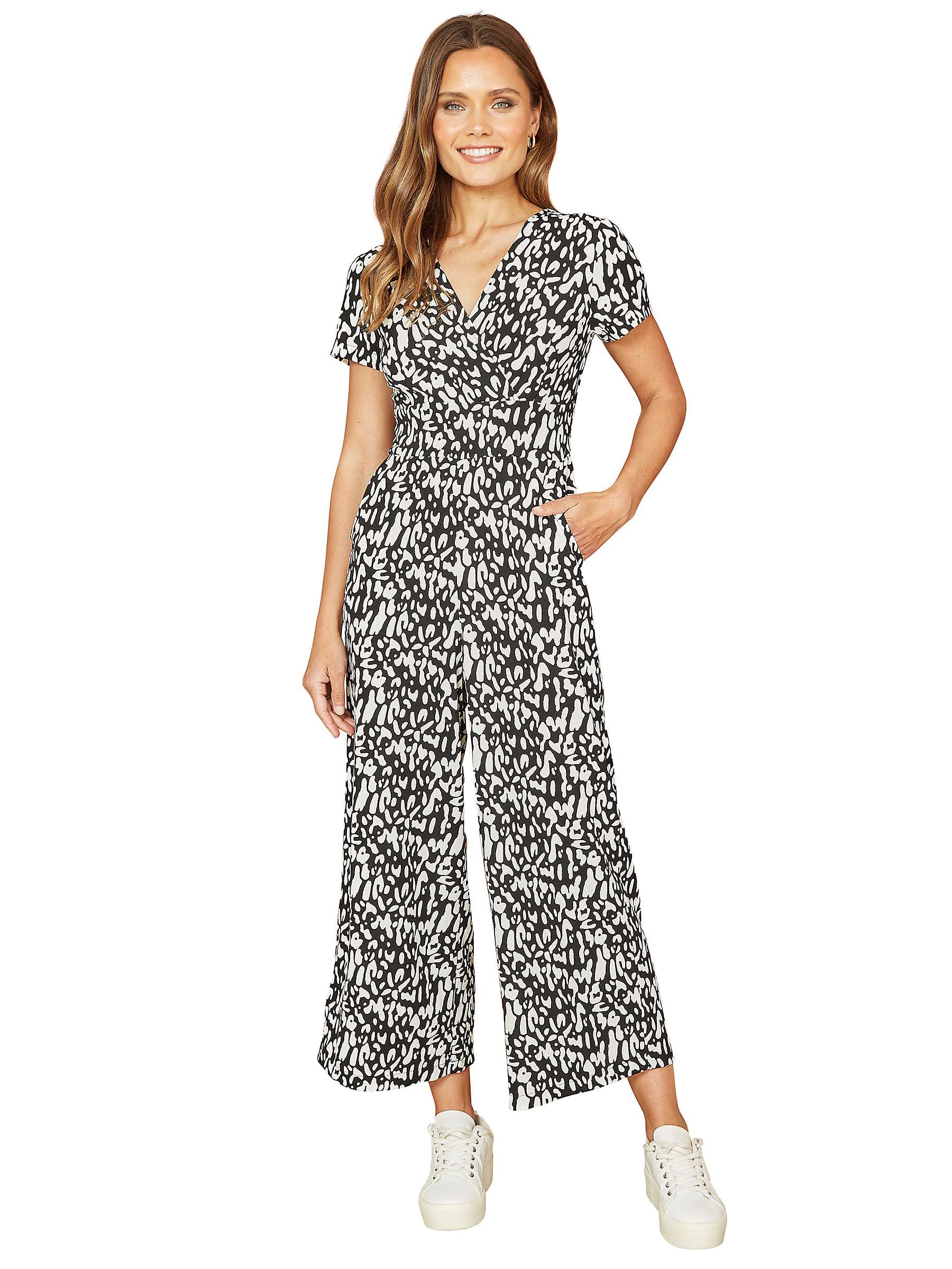 Buy Mela London Abstract Print Stretch Cropped Jumpsuit, Black Online at johnlewis.com