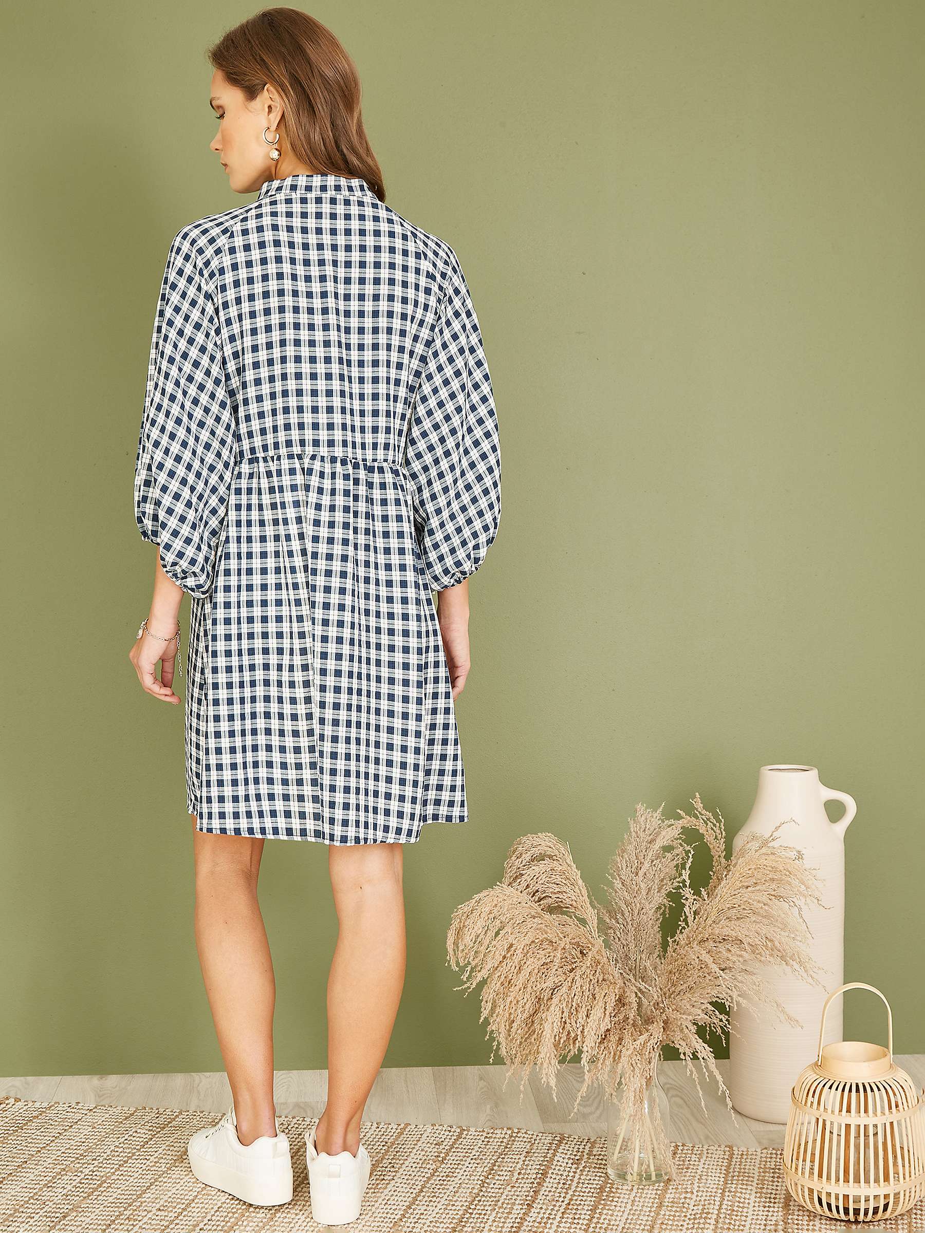 Buy Mela London Cotton Blend Check Tunic Dress, Navy Online at johnlewis.com