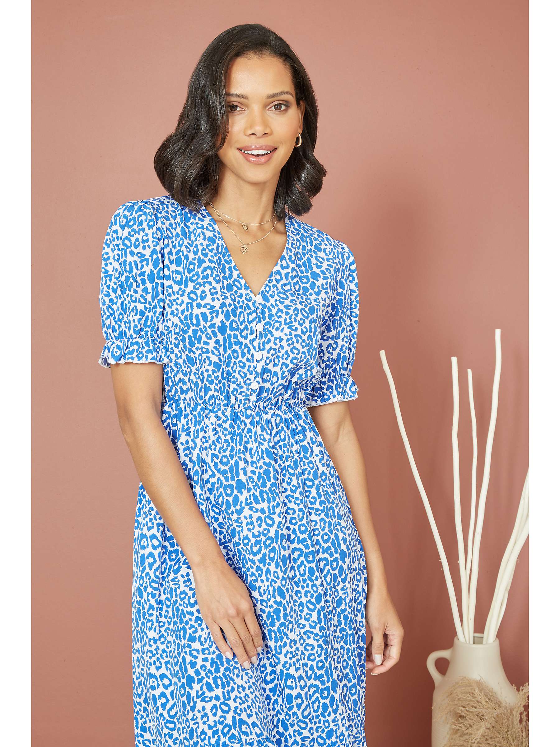 Buy Mela London Leopard Print Midi Dress, Blue Online at johnlewis.com