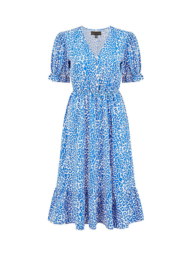 Mela London Leopard Print Midi Dress, Blue