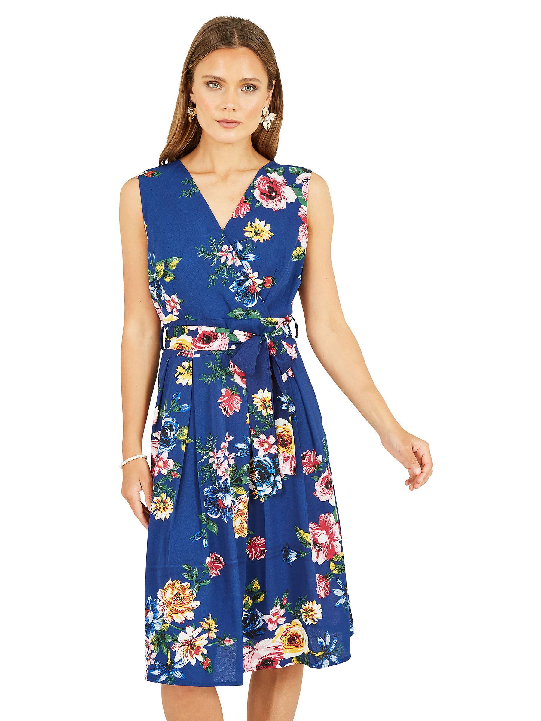 Buy Yumi Mela London Floral Print Midi Wrap Dress, Navy/Multi Online at johnlewis.com