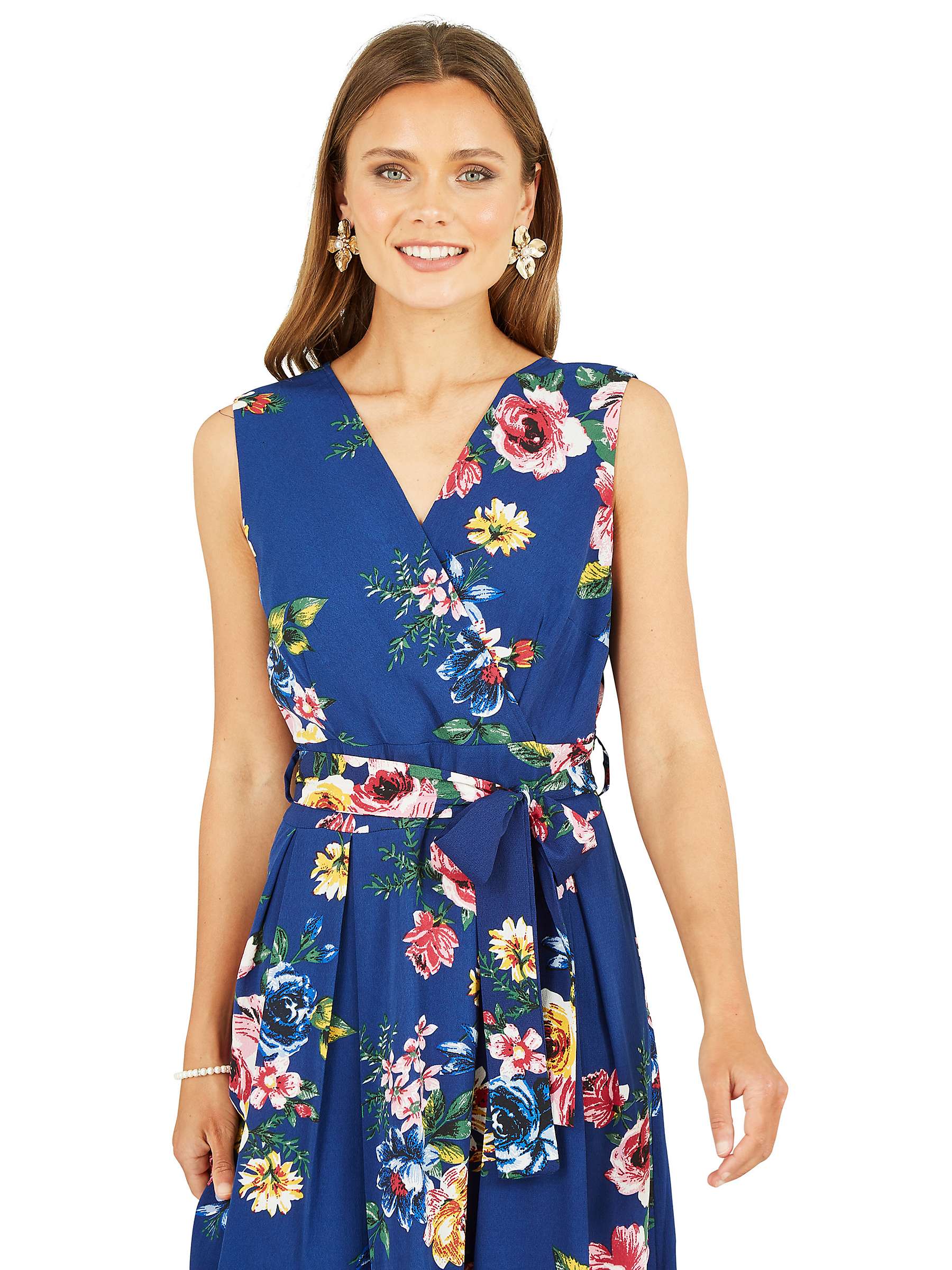 Buy Yumi Mela London Floral Print Midi Wrap Dress, Navy/Multi Online at johnlewis.com