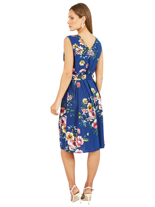 Yumi Mela London Floral Print Midi Wrap Dress, Navy/Multi