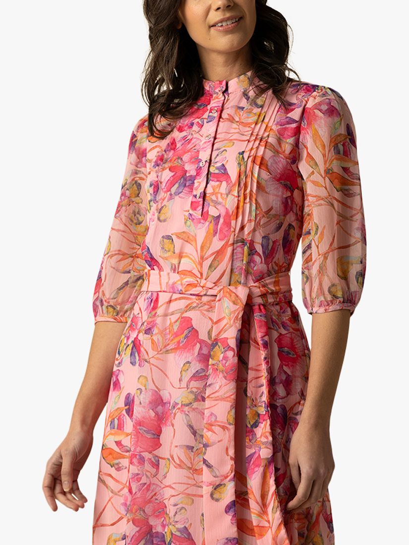 Raishma Riley Floral Midi Dress, Pink, 8