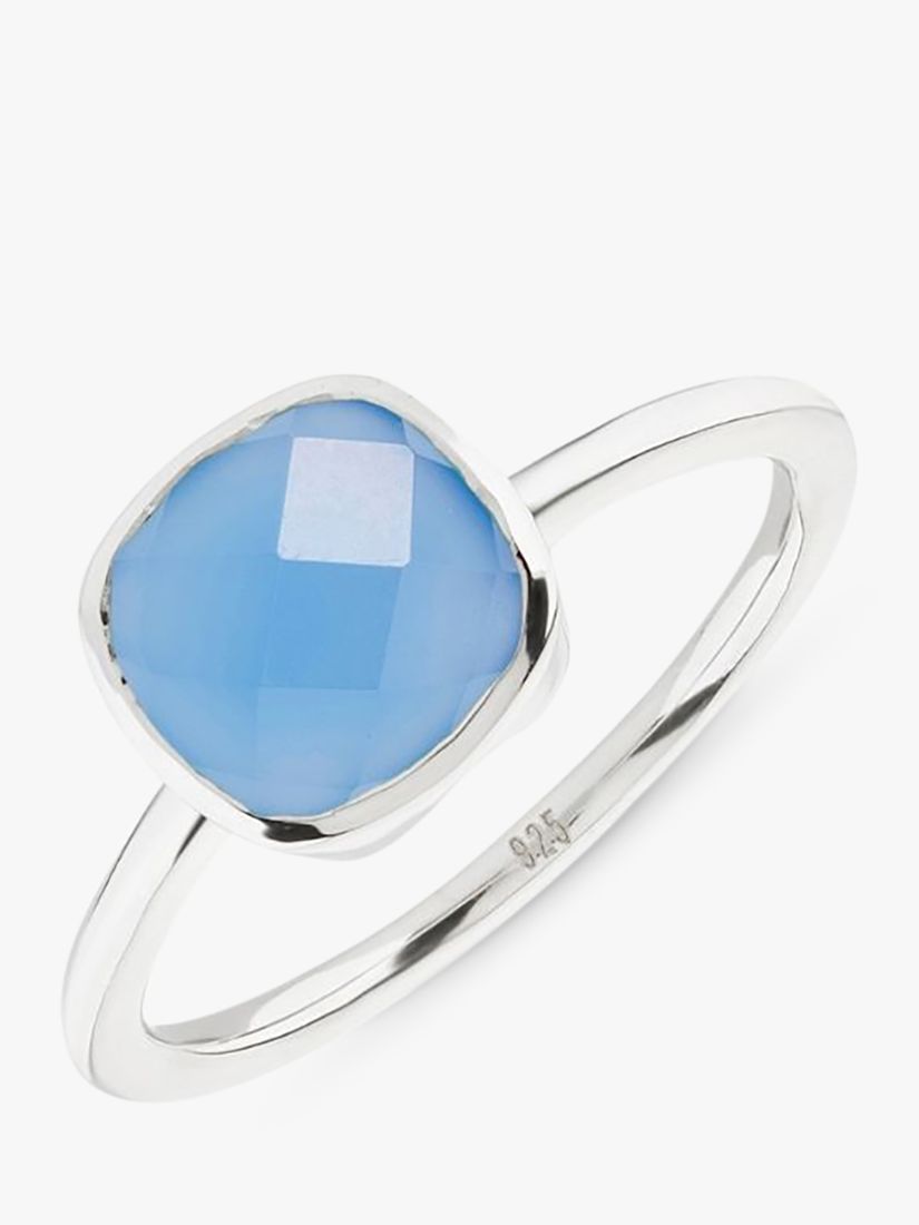 Auree Mondello Blue Chalcedony Ring, Silver, S