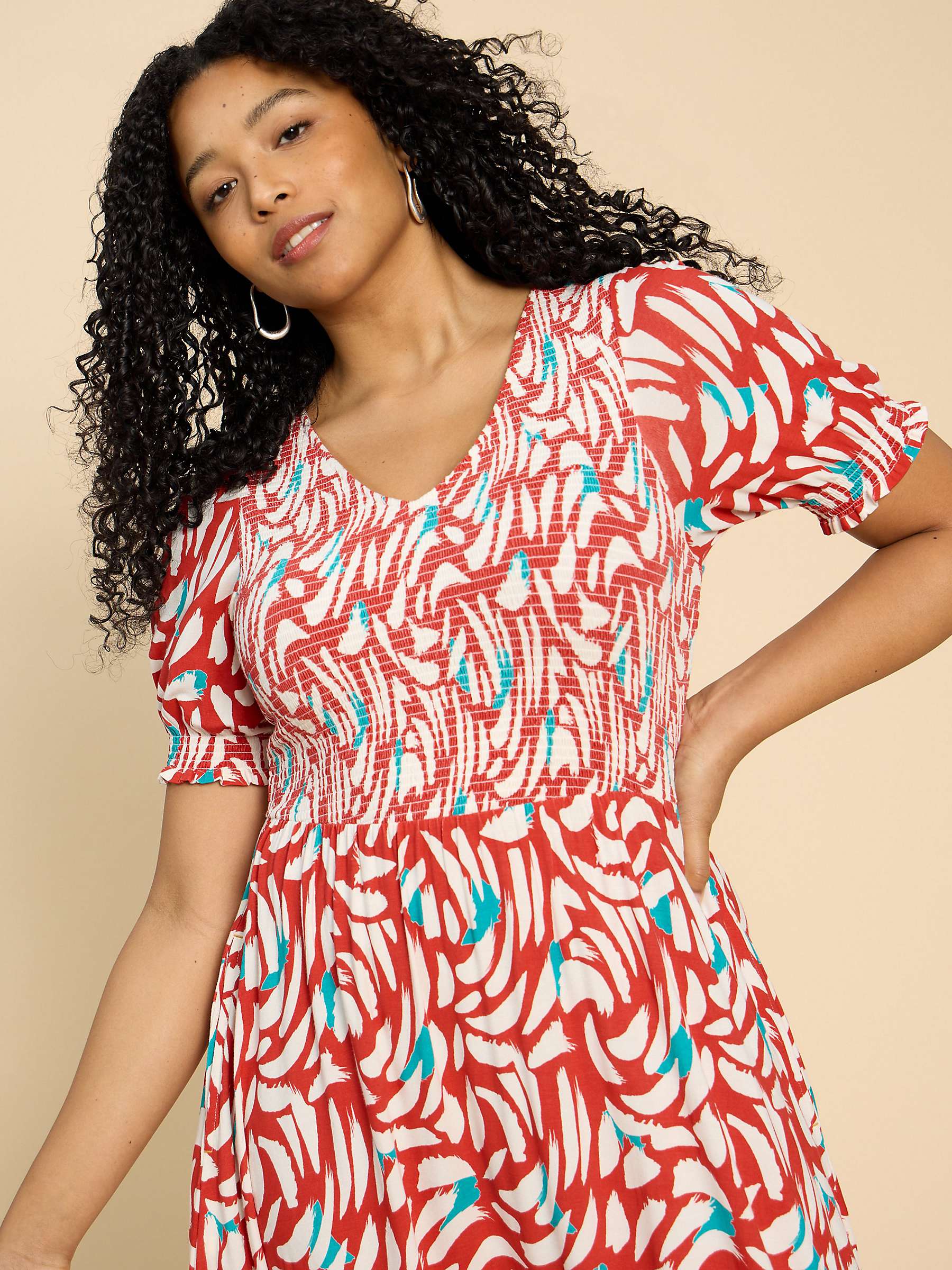 Buy White Stuff Emily Abstract Print Midi Dress, Red/Multi Online at johnlewis.com