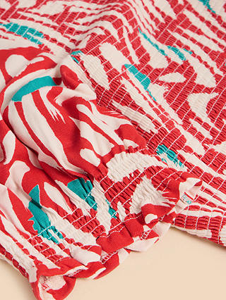 White Stuff Emily Abstract Print Midi Dress, Red/Multi