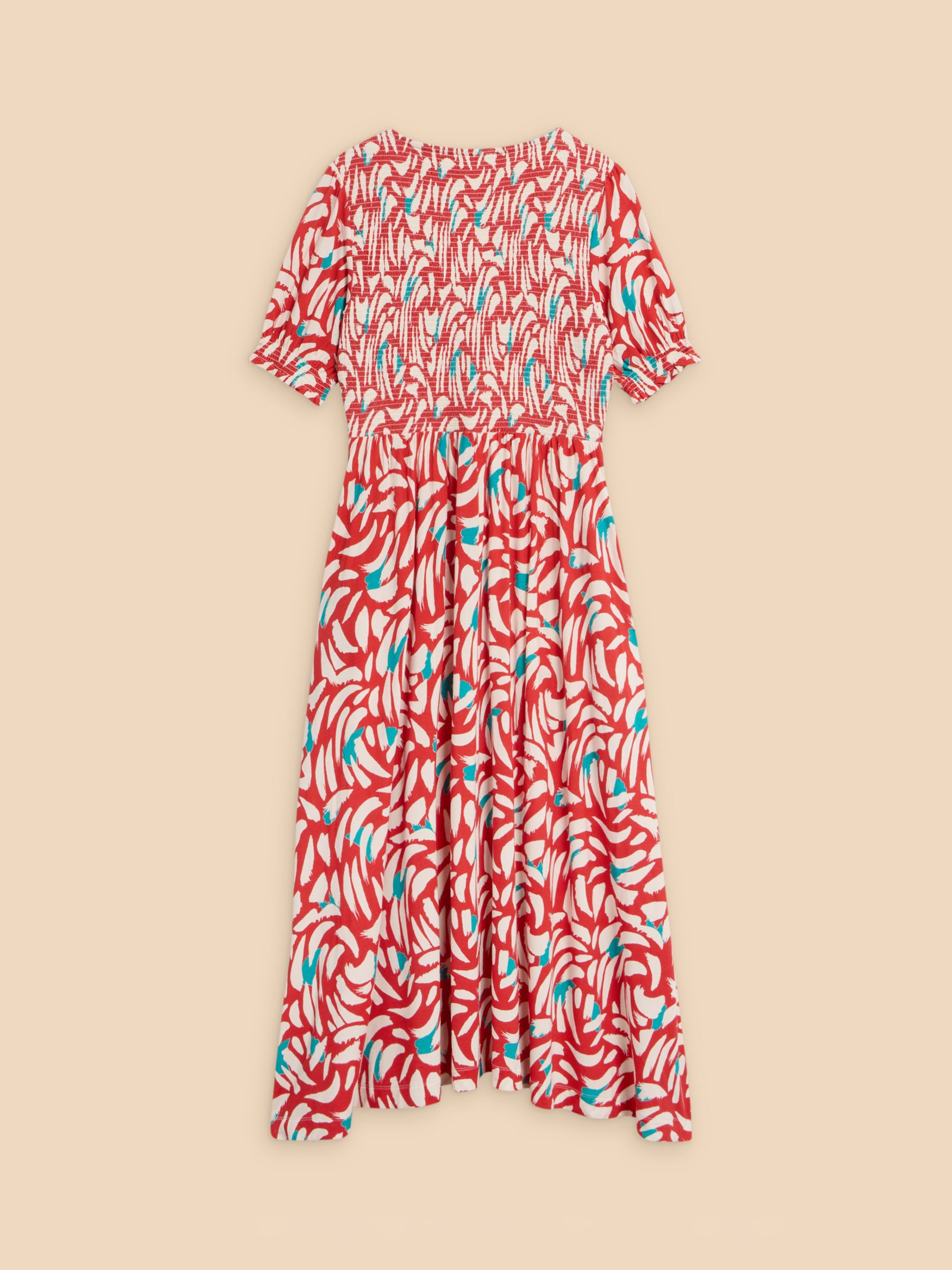 White Stuff Emily Abstract Print Midi Dress, Red/Multi, 6