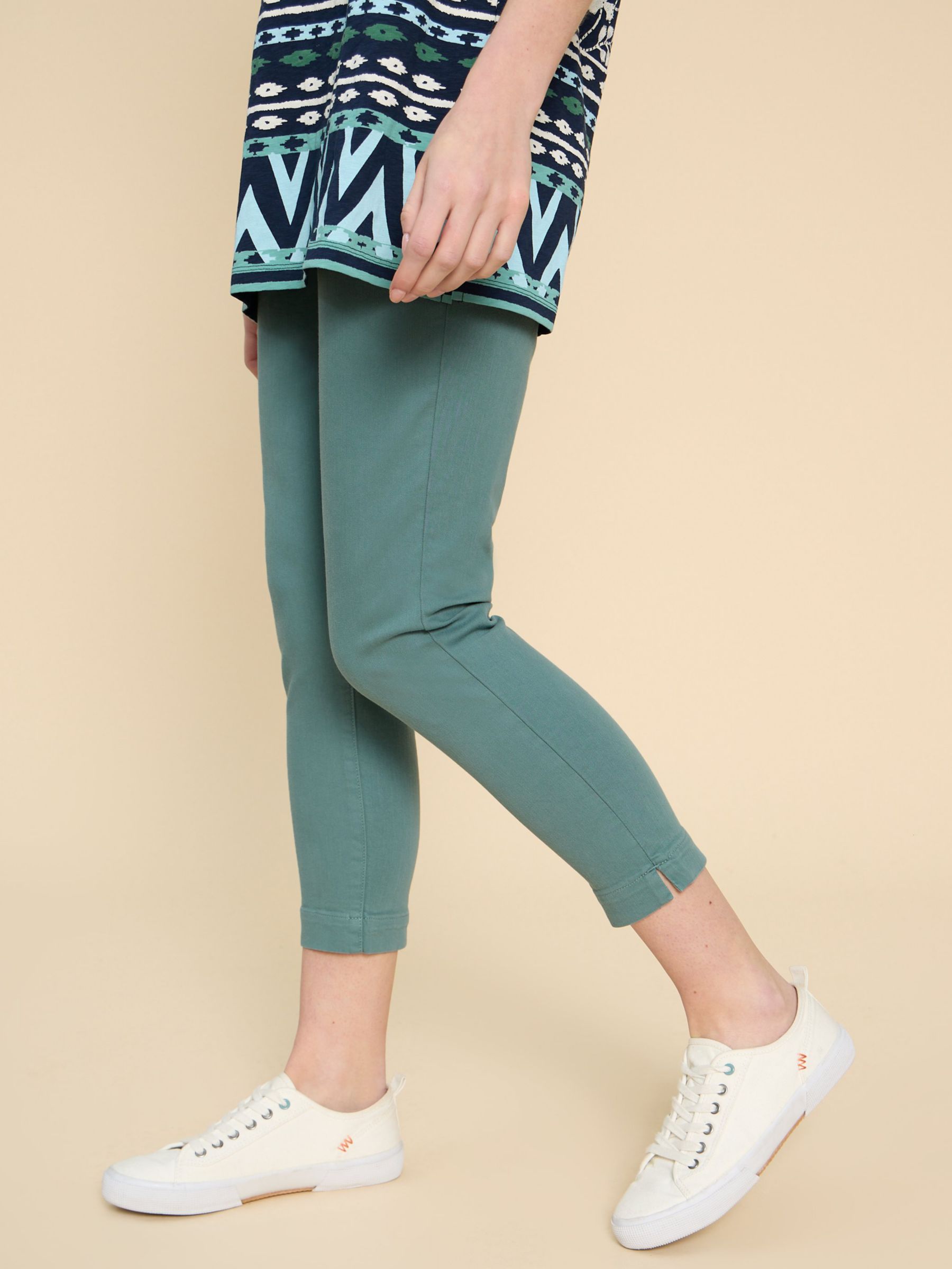 White Stuff Janey Cropped Jeggings, Mid Teal, 6