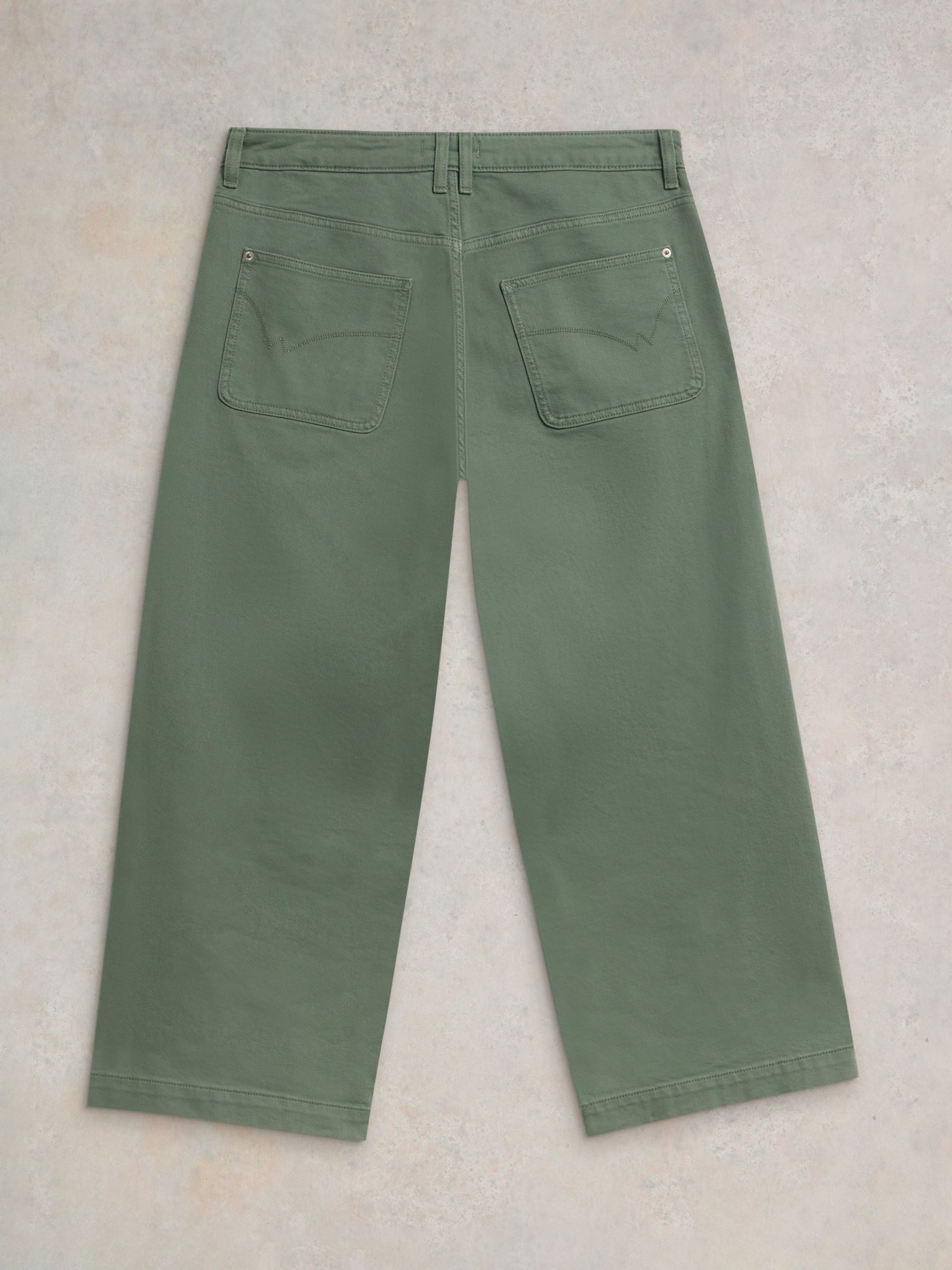 White Stuff Tia Wide Leg Cropped Jeans, Mid Green, 6