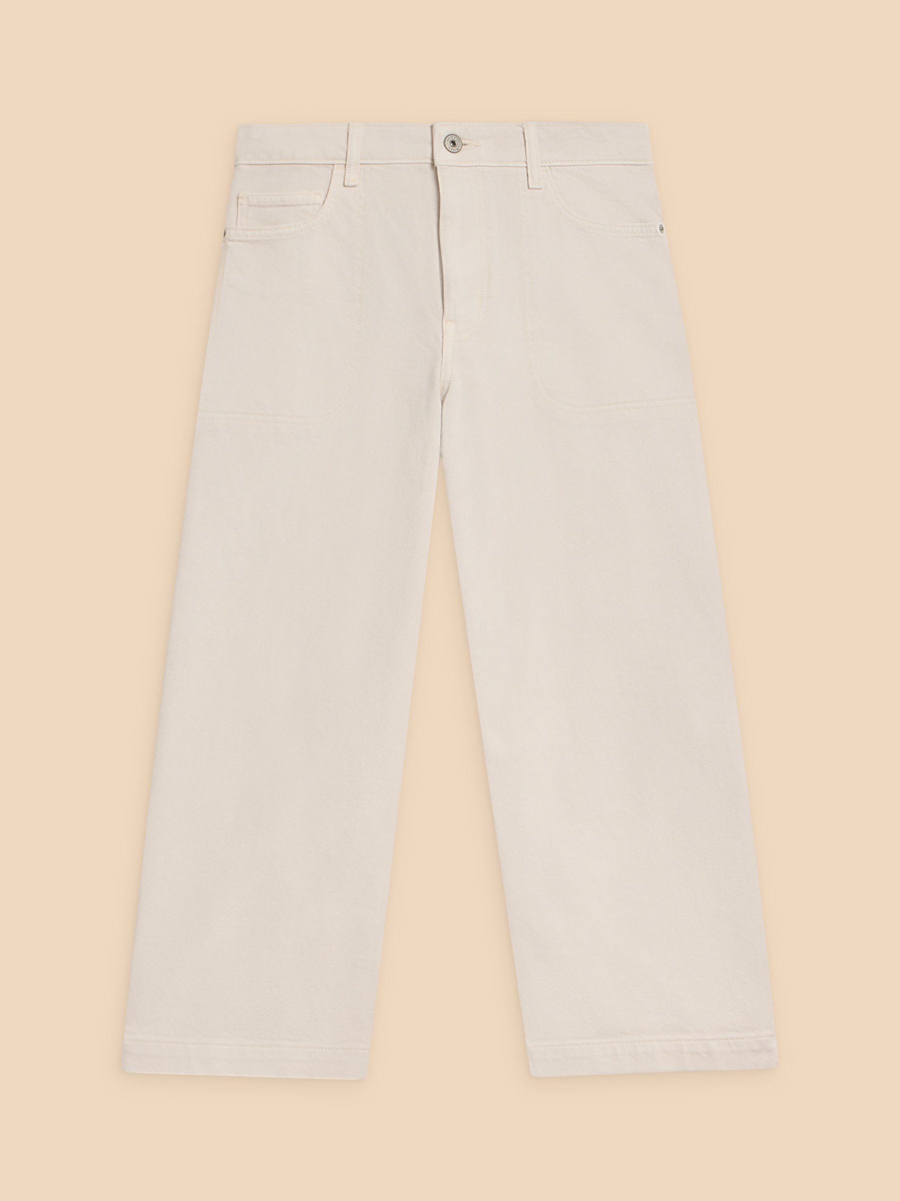 White Stuff Tia Wide Leg Cropped Jeans, Natural White, 6