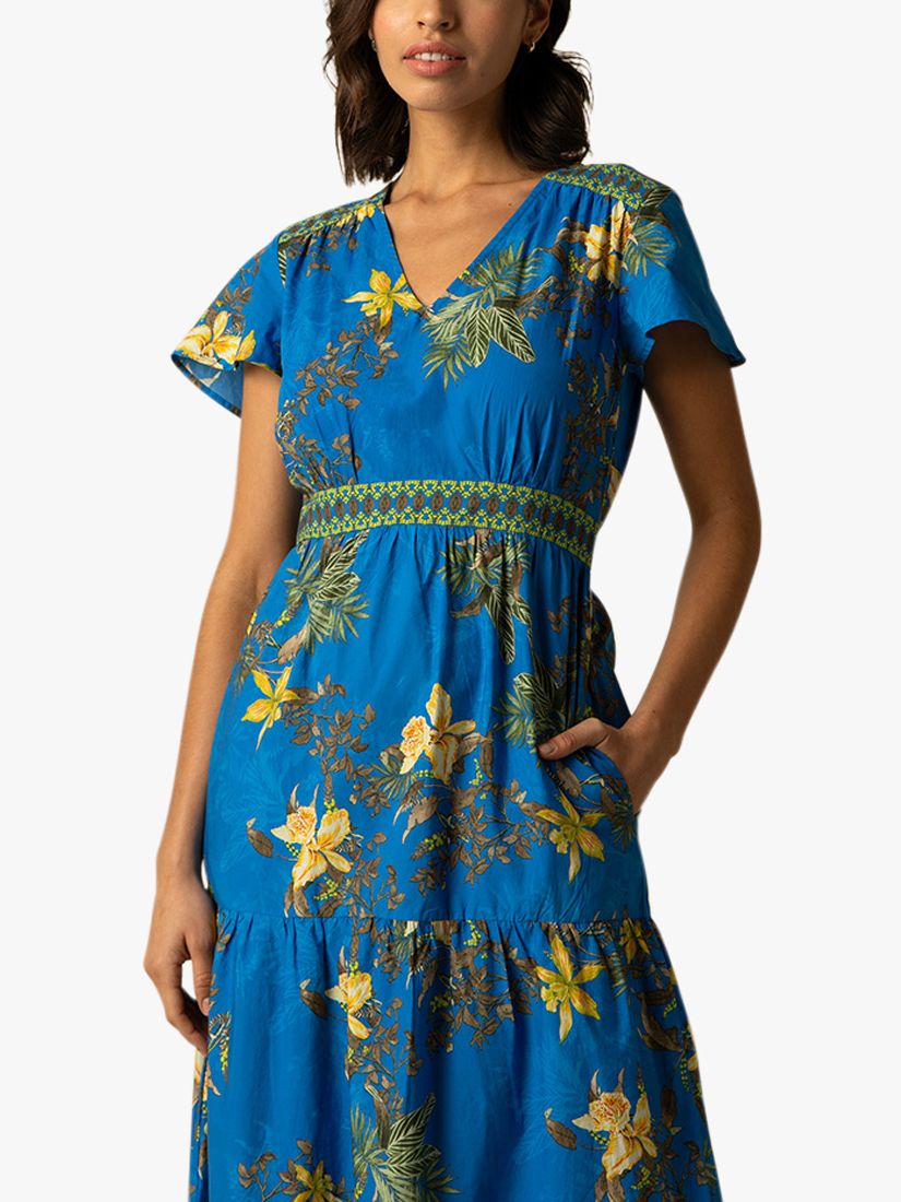 Raishma Maggie Floral Maxi Dress, Blue, 8