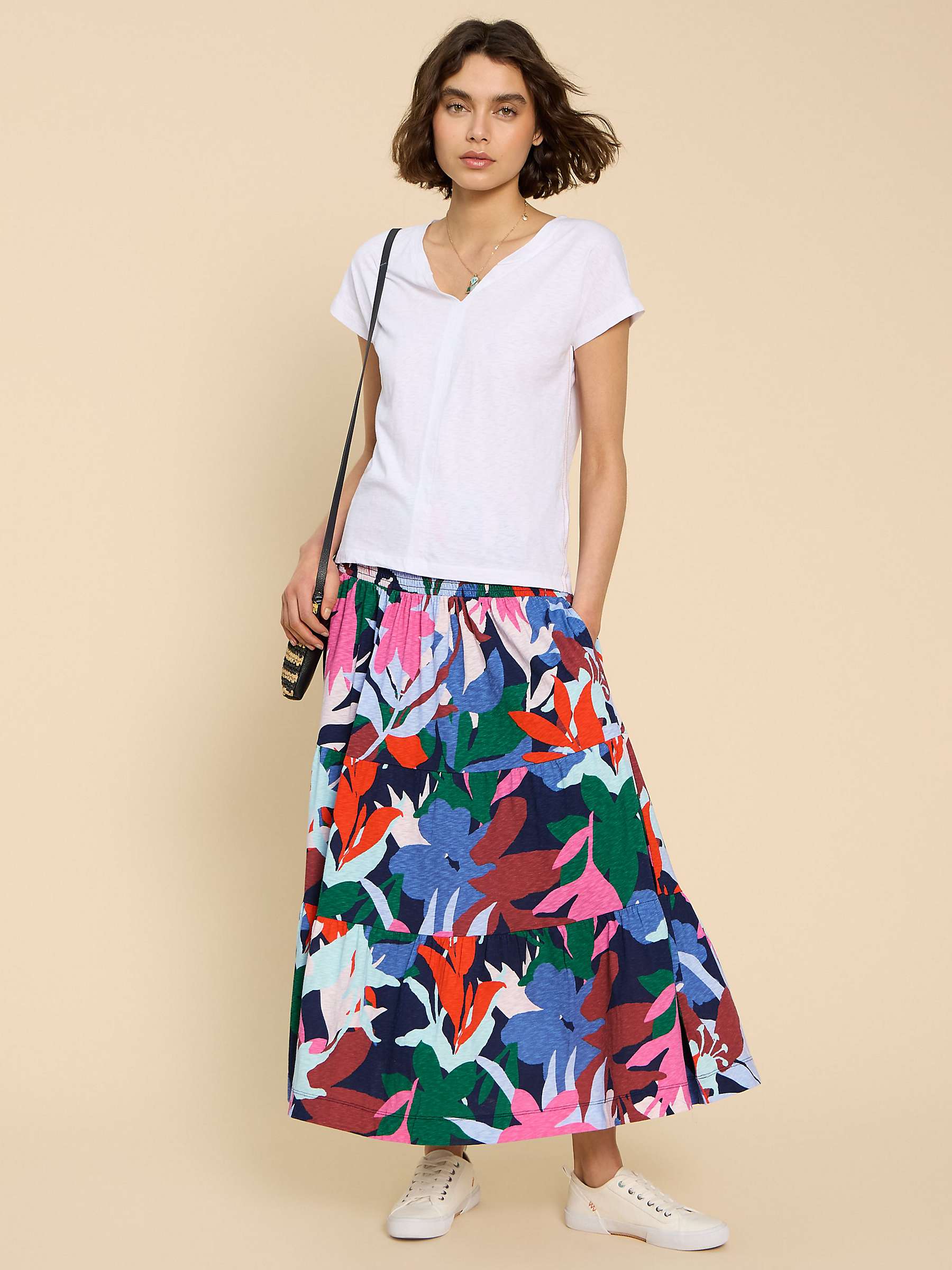 Buy White Stuff Marissa Jersey Maxi Skirt, Blue/Multi Online at johnlewis.com