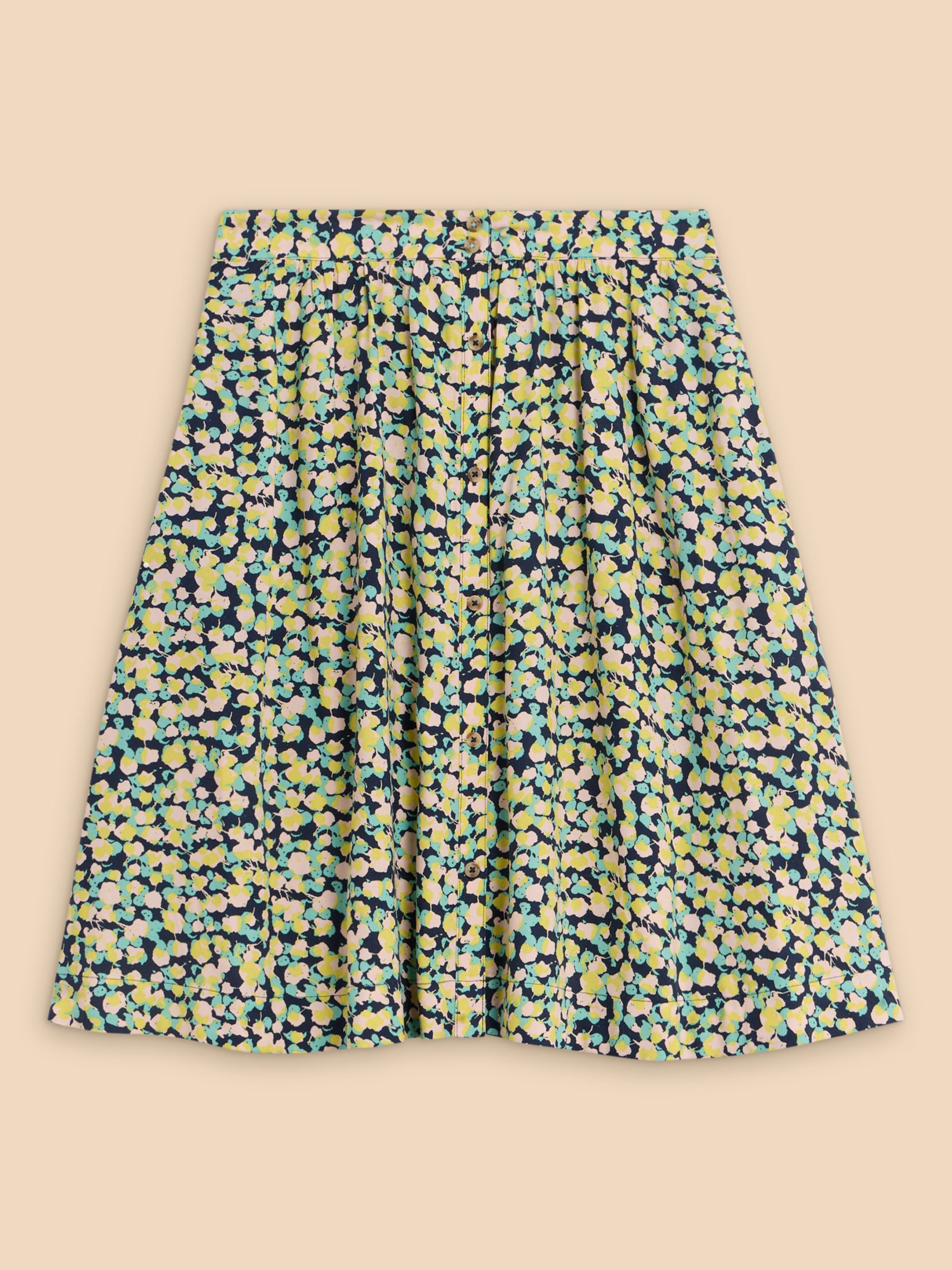 Buy White Stuff Sarah Ecovero Knee Length Skirt, Navy/Multi Online at johnlewis.com