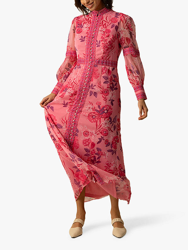 Raishma Aspen Floral Bishop Sleeve Maxi Dress, Pink