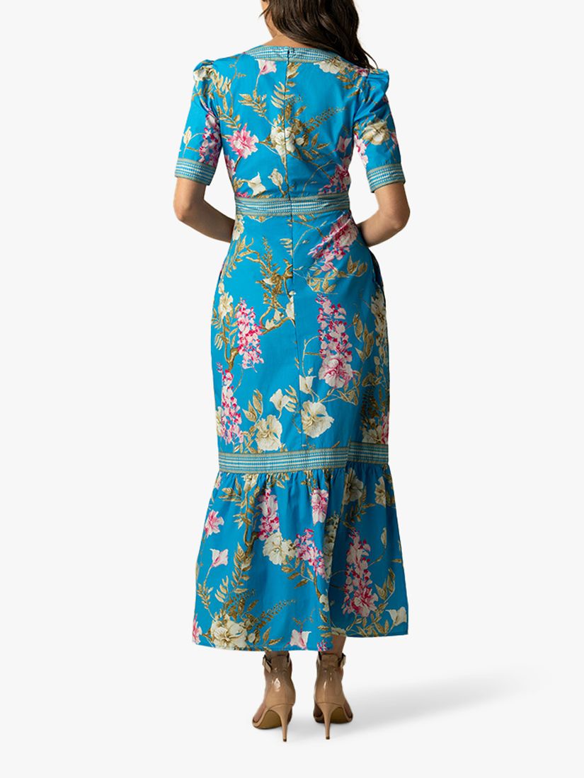 Raishma Darcie Floral Maxi Dress, Blue, 8