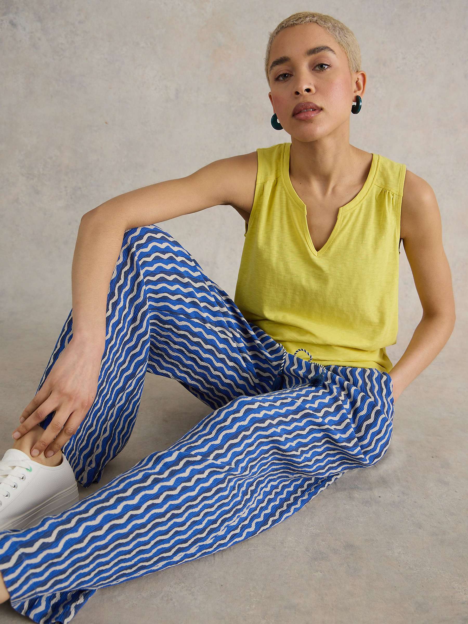 Buy White Stuff Belle Ecovero Wide Leg Trousers, Blue Online at johnlewis.com