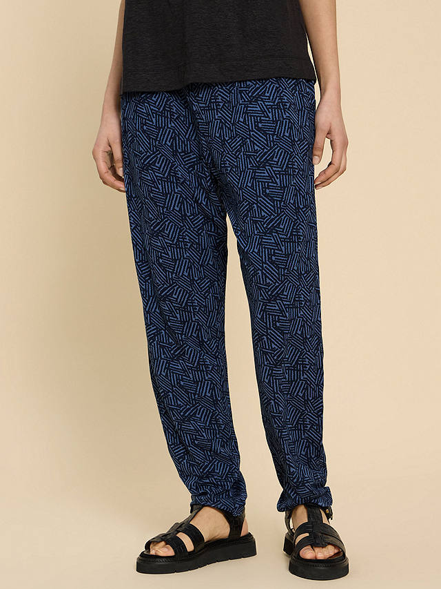 White Stuff Maison Abstract Print Trousers, Navy