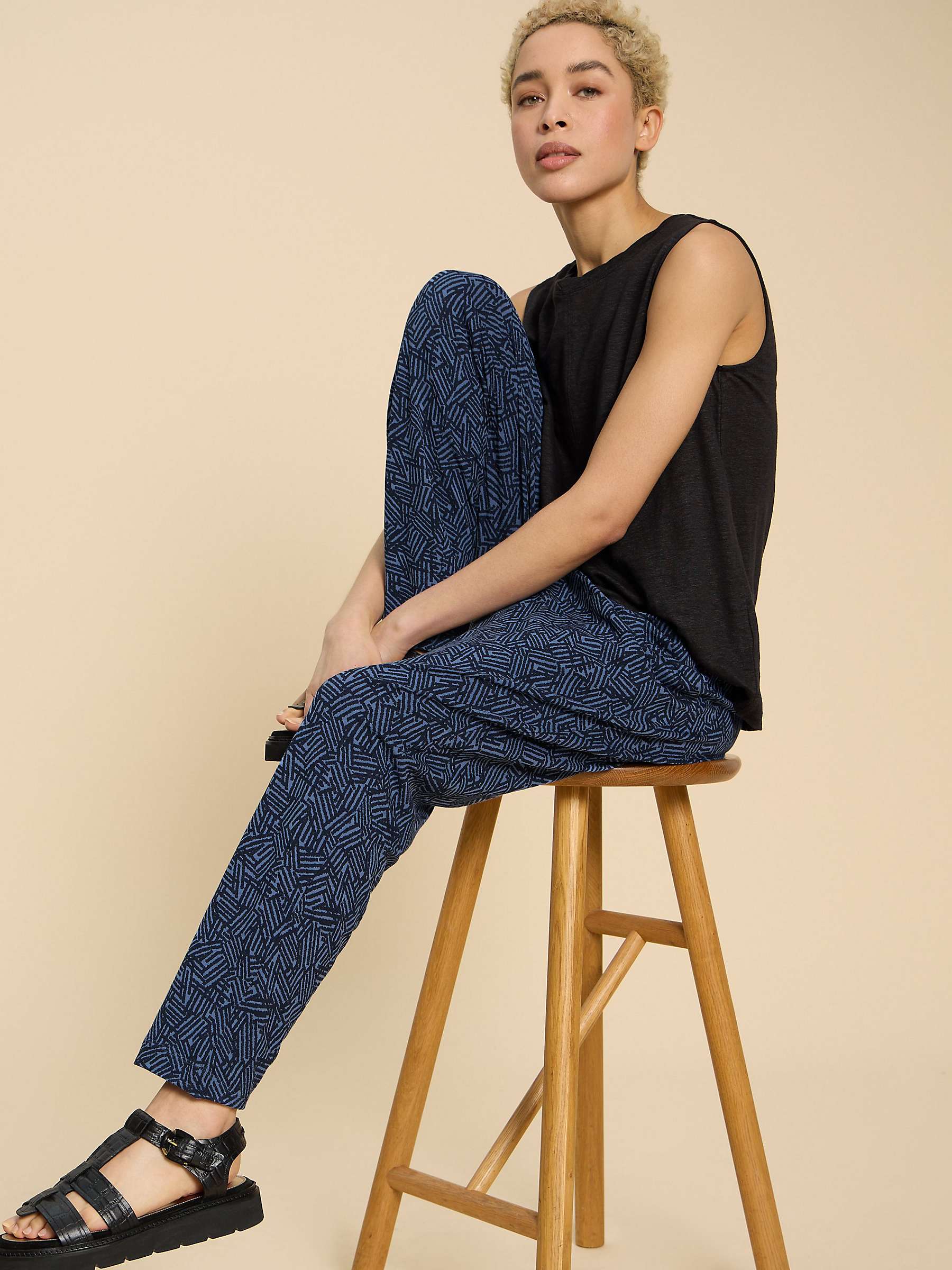 Buy White Stuff Maison Abstract Print Trousers, Navy Online at johnlewis.com