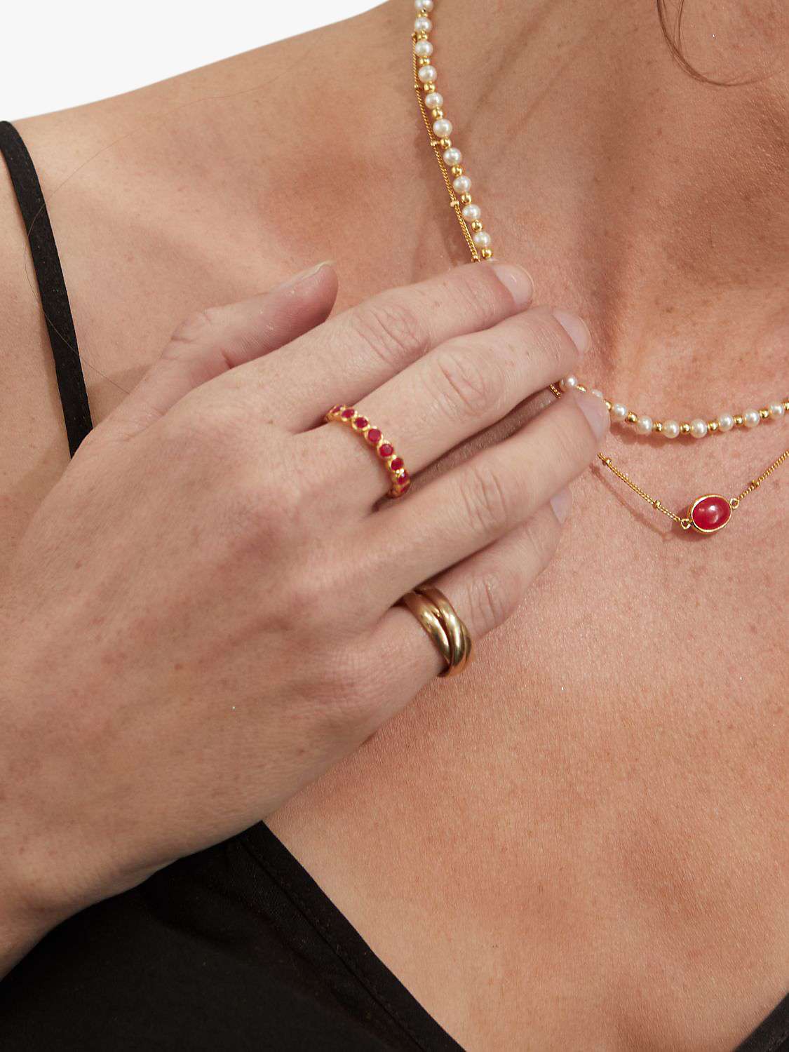 Buy Auree Ortigia Chalcedony Band Ring, Fuchsia Pink/Gold Online at johnlewis.com