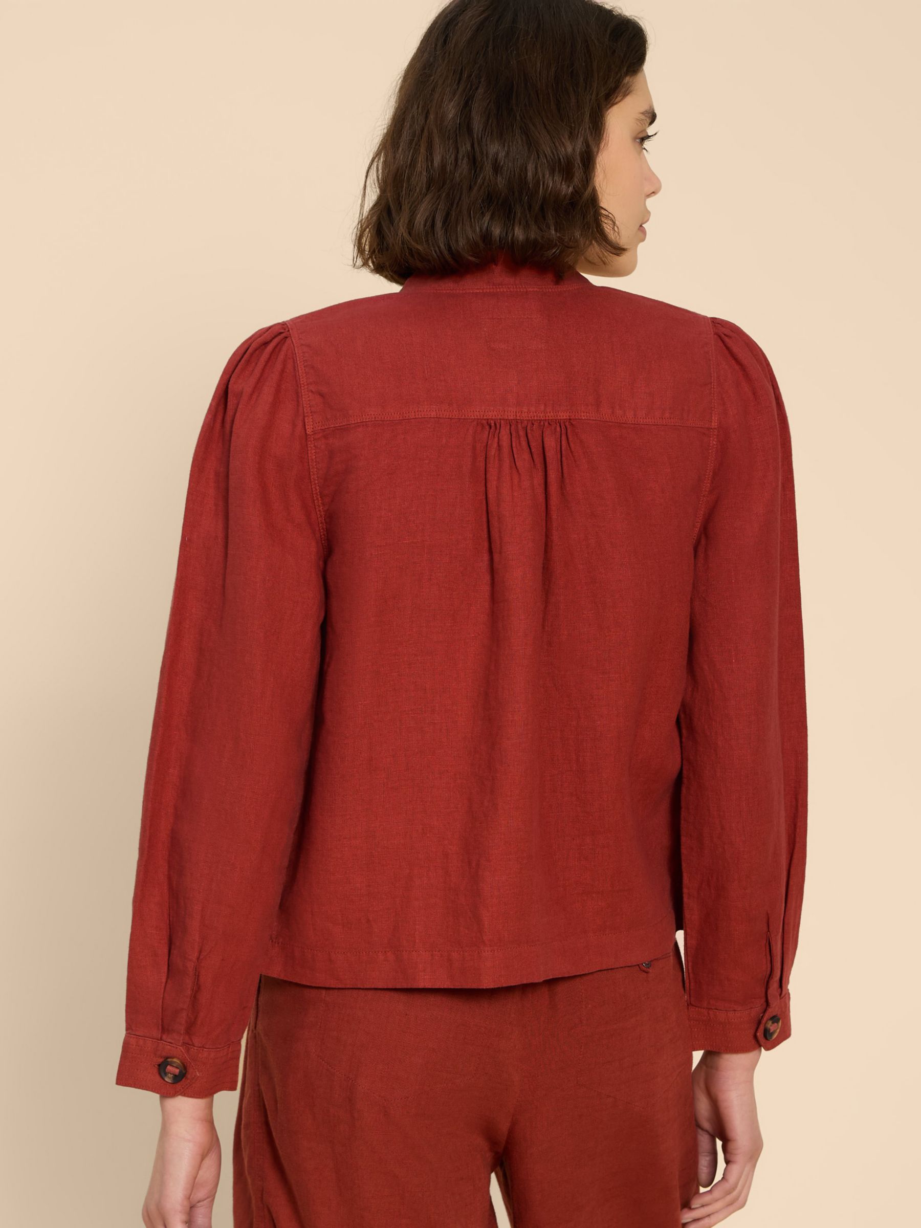 Buy White Stuff Delilah Linen Jacket, Dark Red Online at johnlewis.com