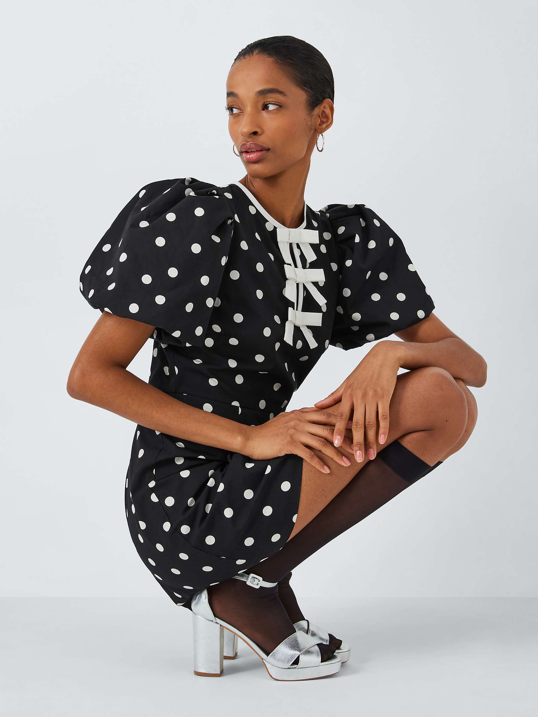 Buy Queens of archive Iris Polka Dot Mini Dress, Black/Multi Online at johnlewis.com