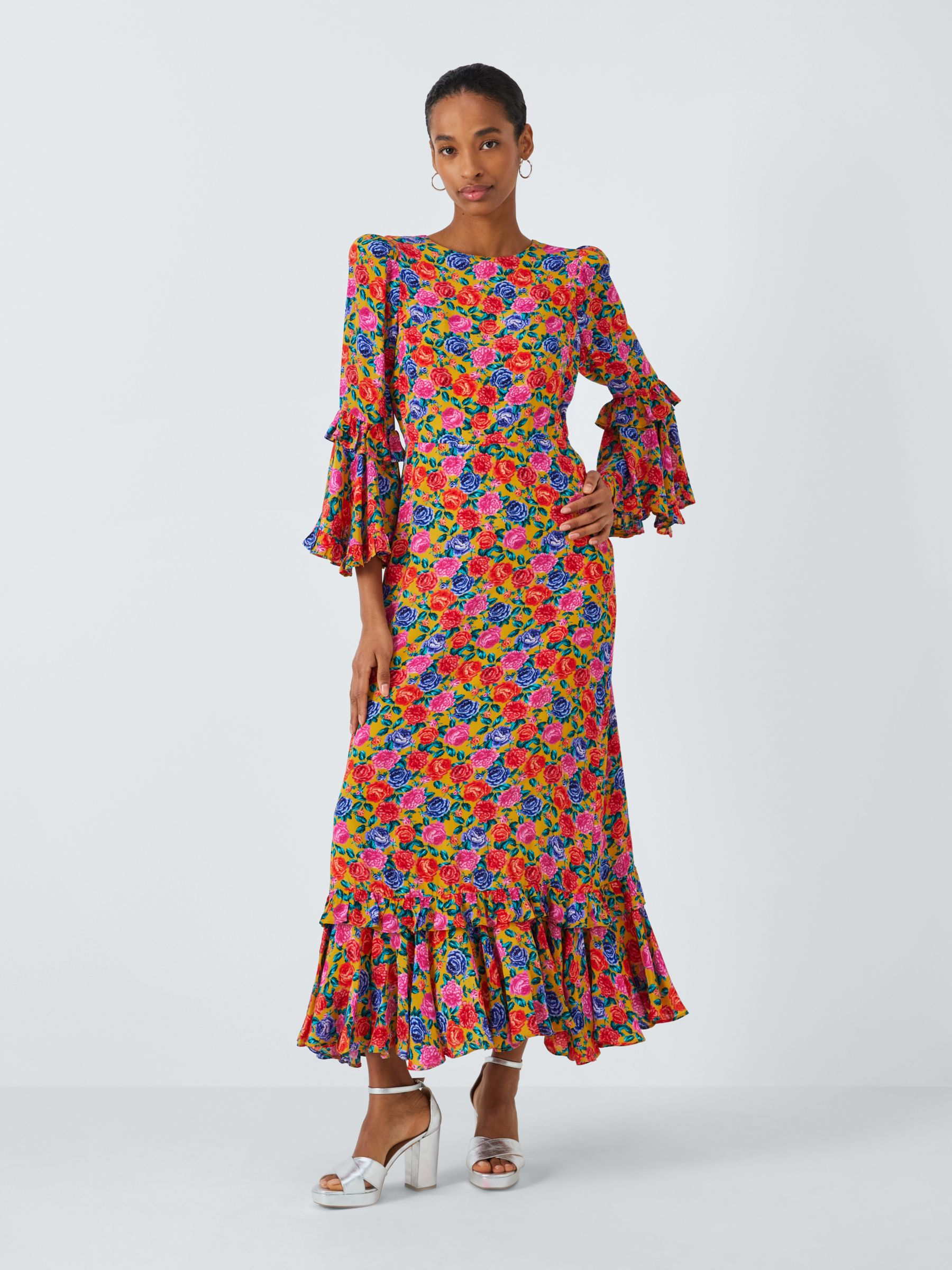 Queens of archive Summer Bright Rose Print Midi Dress, Multi, XL