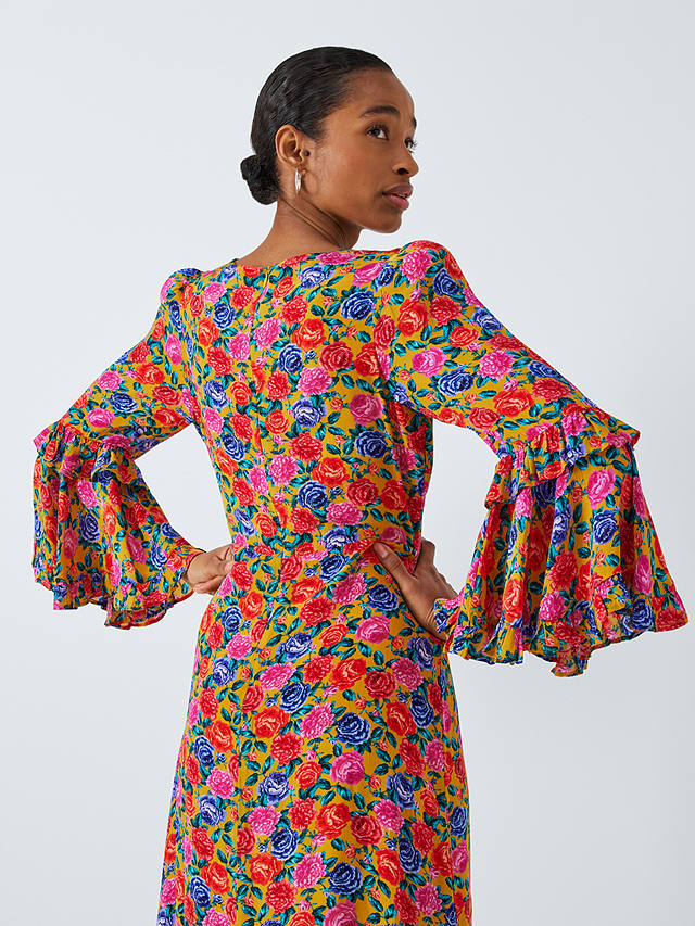 Queens of archive Summer Bright Rose Print Midi Dress, Multi