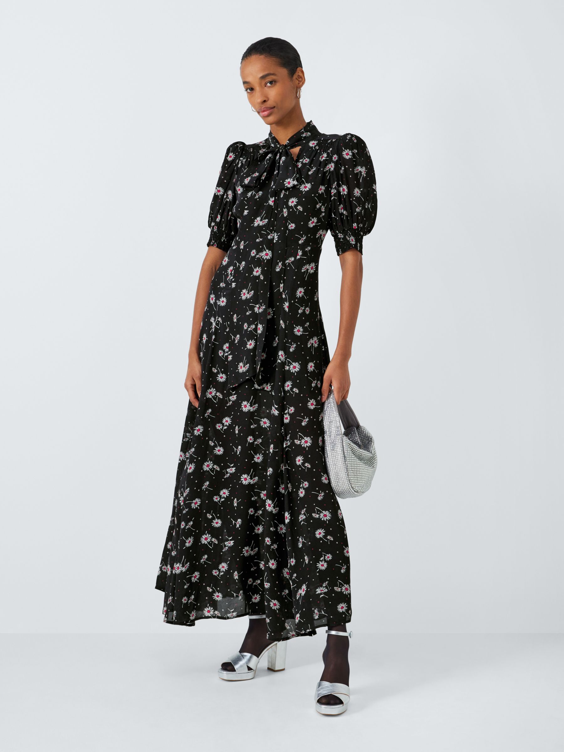 Queens of archive Rhiannon Daisy Print Maxi Dress, Black/Multi, M