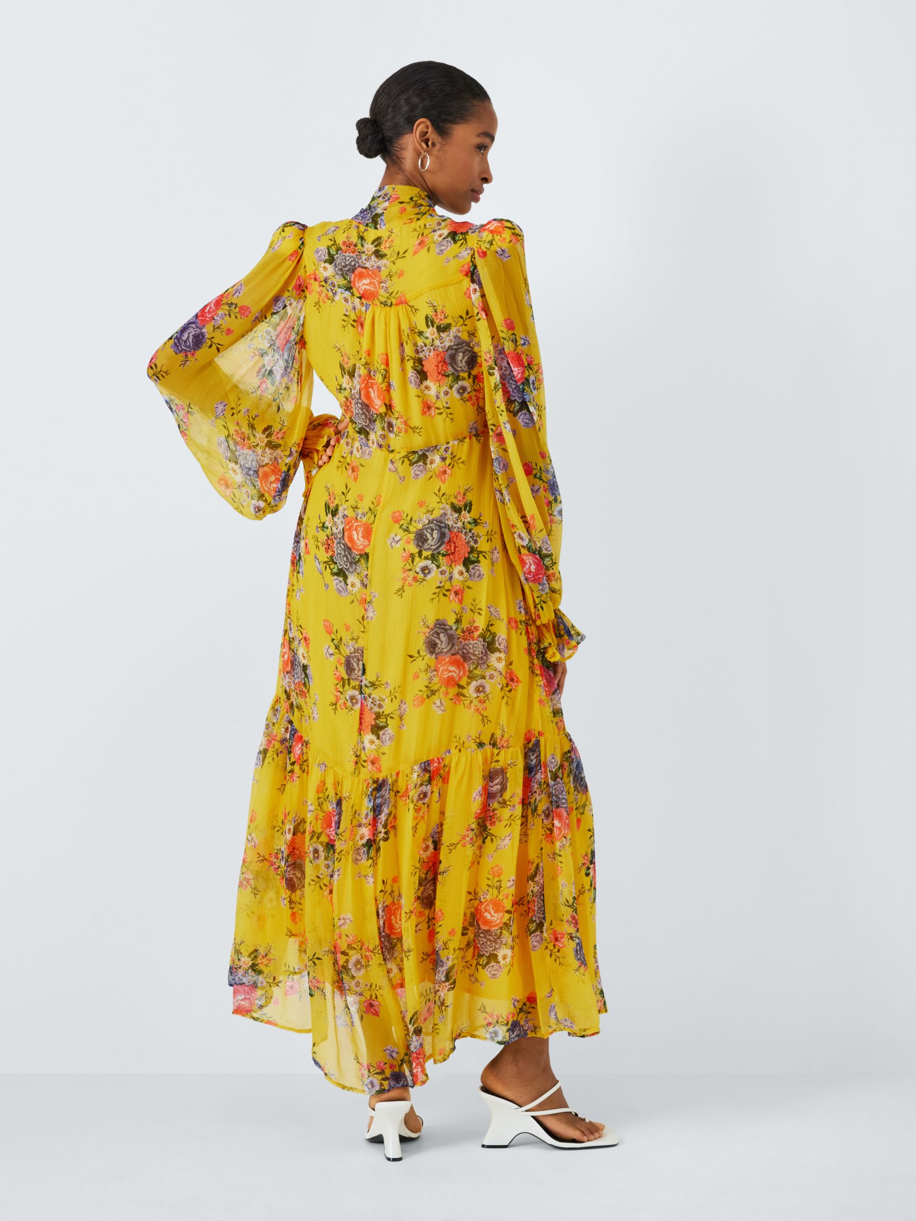 Queens of archive Elvira Floral Print Maxi Dress, Banana/Multi, XL