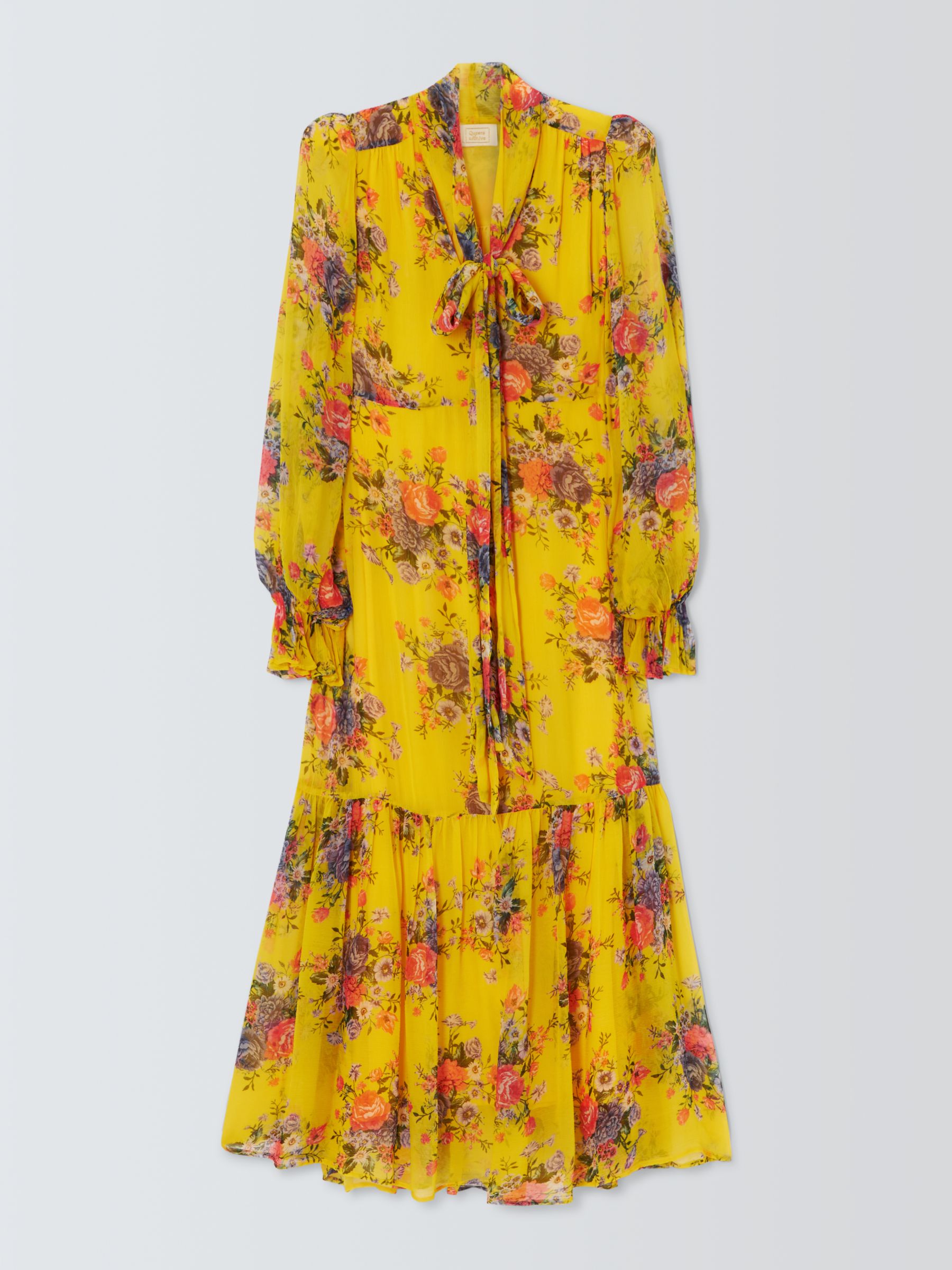 Queens of archive Elvira Floral Print Maxi Dress, Banana/Multi, XL