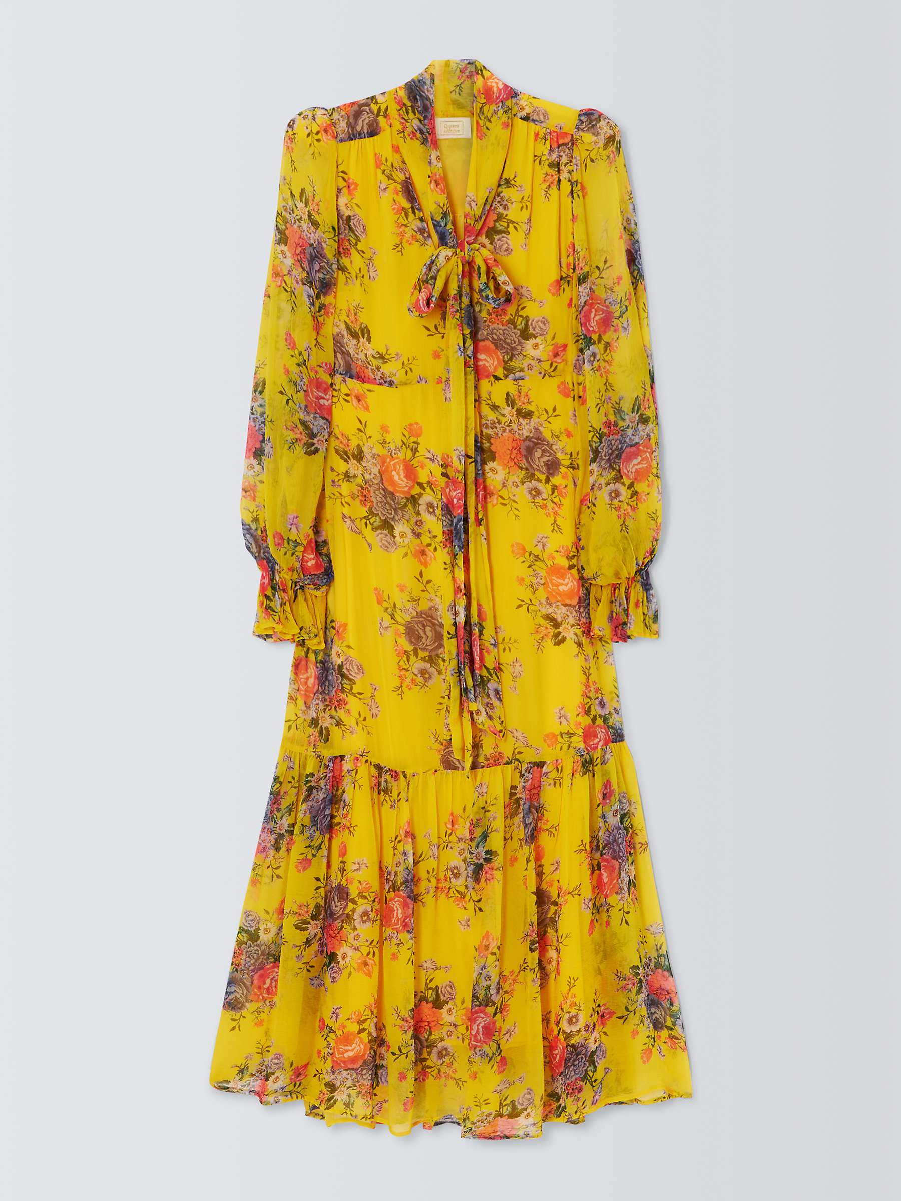 Buy Queens of archive Elvira Floral Print Maxi Dress, Banana/Multi Online at johnlewis.com
