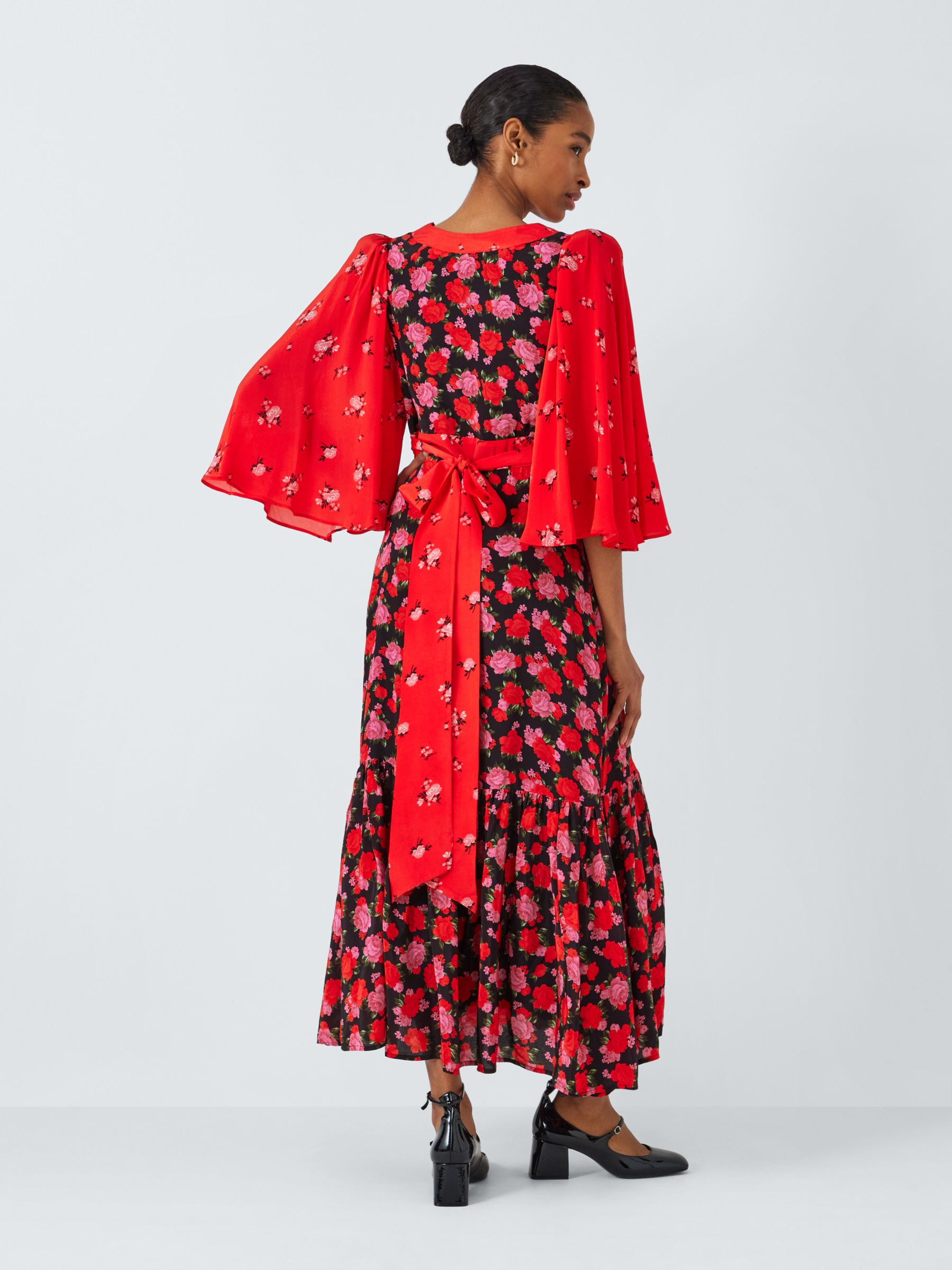 Buy Queens of archive Chrissie Rose Print Midi Dress, Red/Multi Online at johnlewis.com