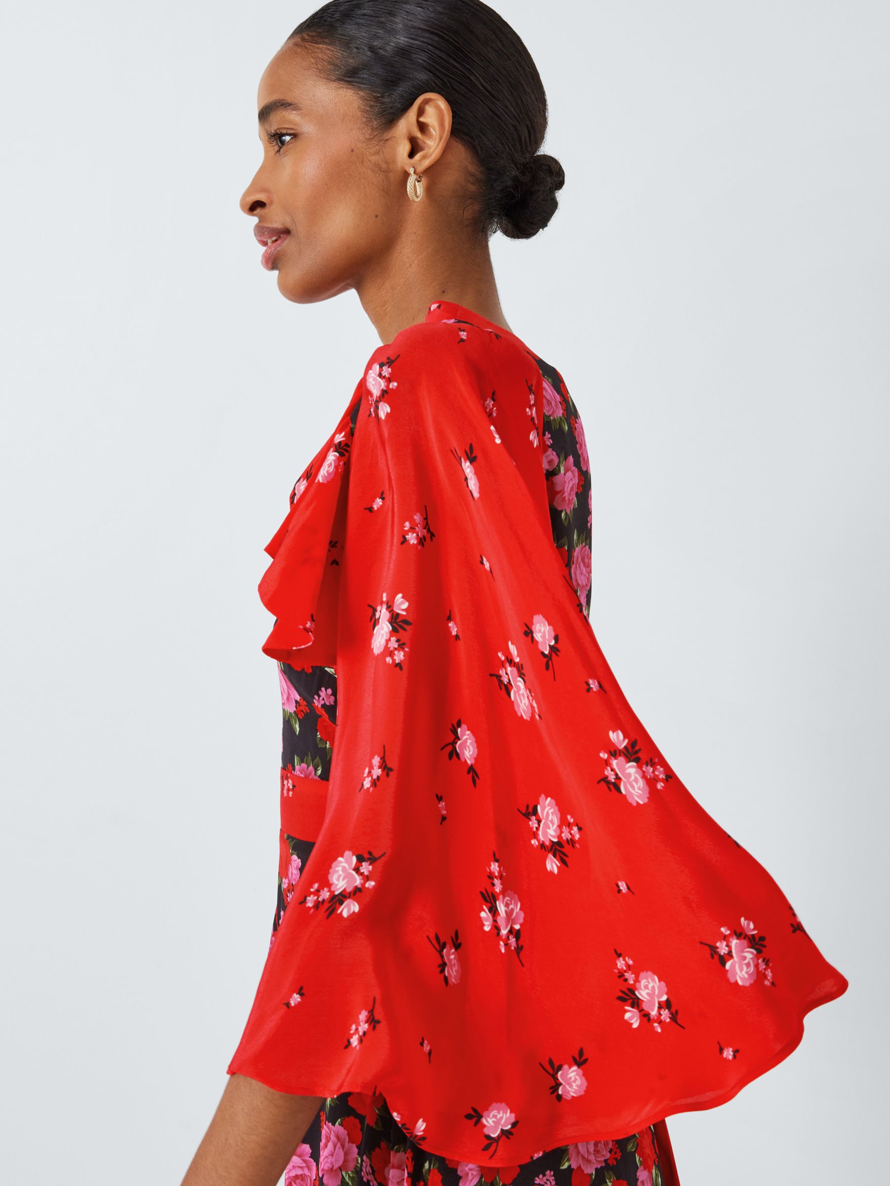Buy Queens of archive Chrissie Rose Print Midi Dress, Red/Multi Online at johnlewis.com