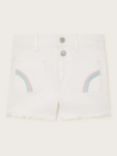 Monsoon Kids' Rainbow Stitch Denim Shorts, White