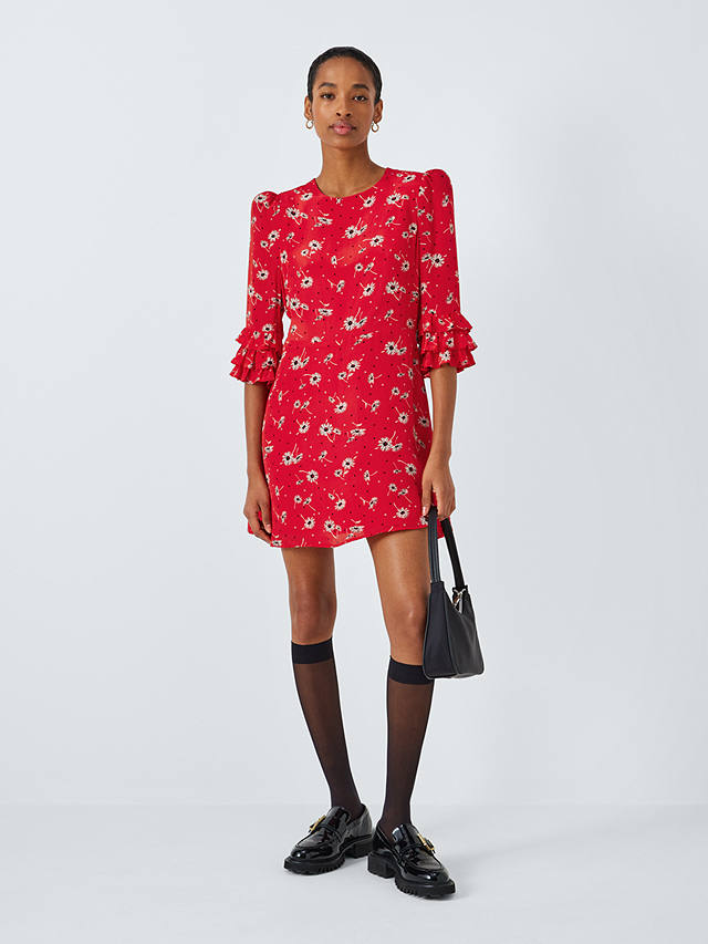 Queens of archive Peggy Daisy Print Mini Dress, Red/Multi