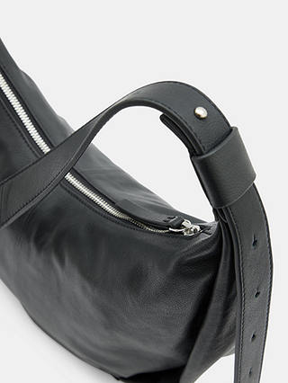 HUSH Lydia Leather Scoop Crossbody Bag, Black