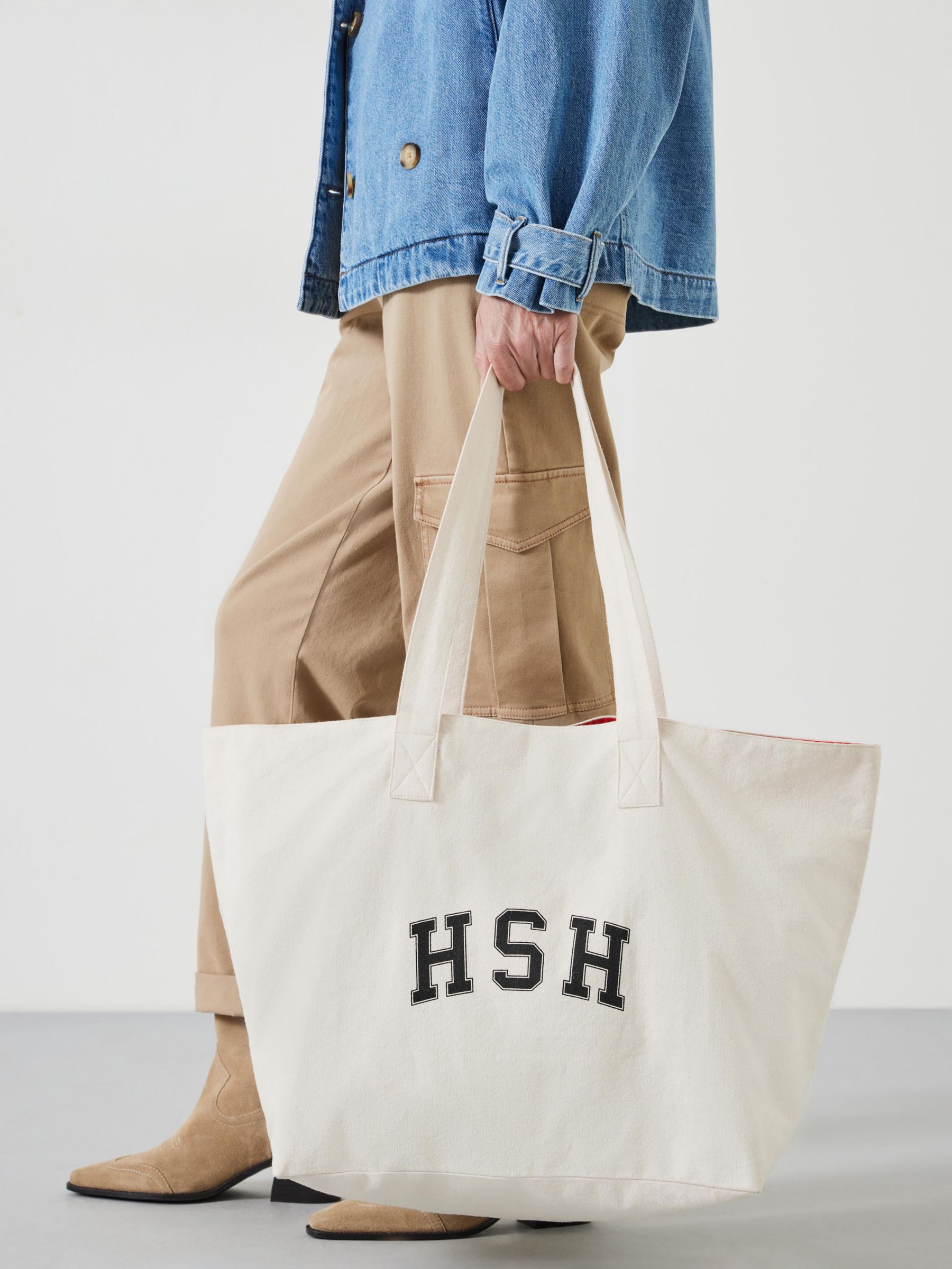 HUSH Charlotte Canvas Graphic Tote Bag, Ecru, One Size