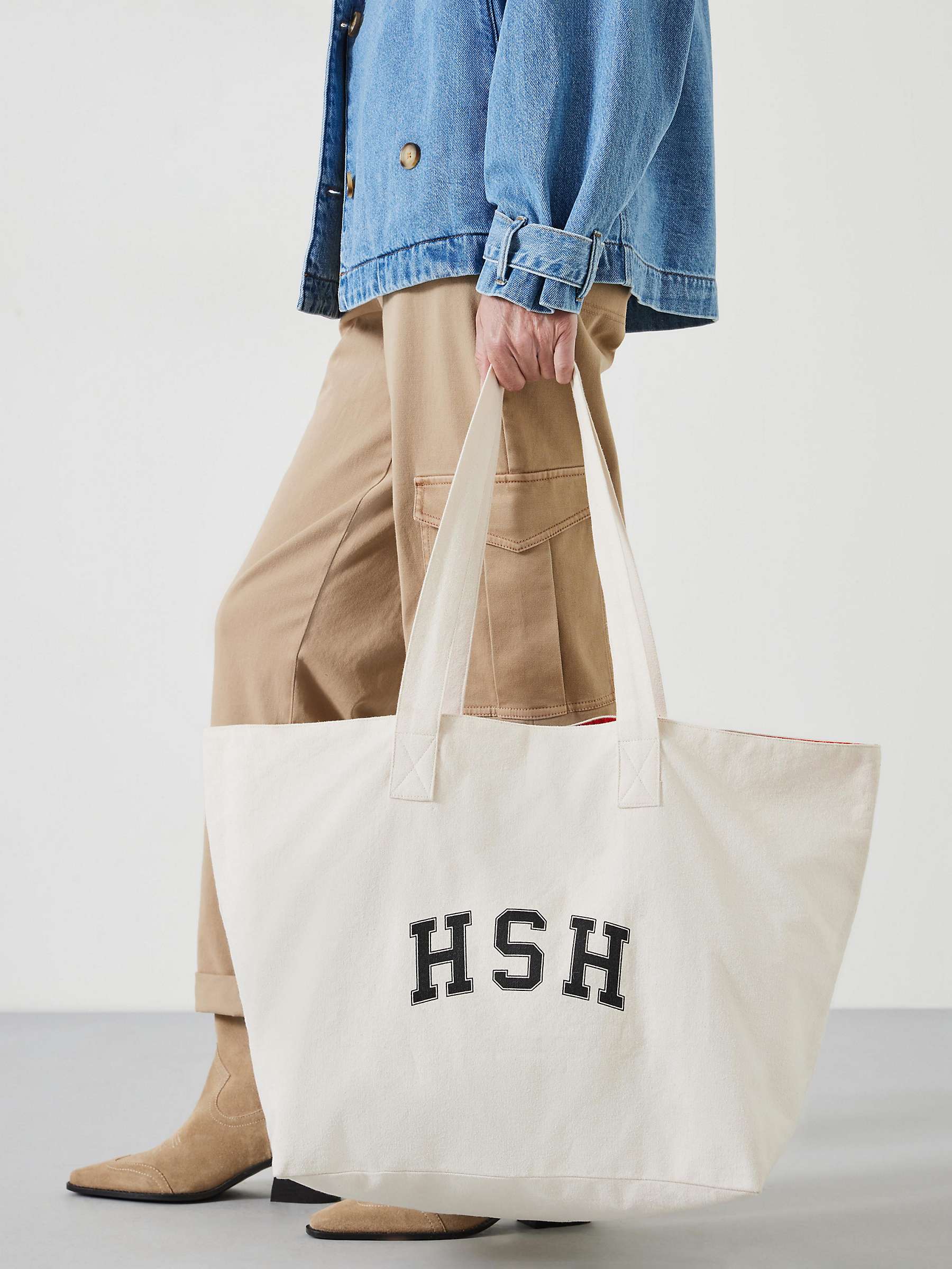 Buy HUSH Charlotte Canvas Graphic Tote Bag, Ecru Online at johnlewis.com