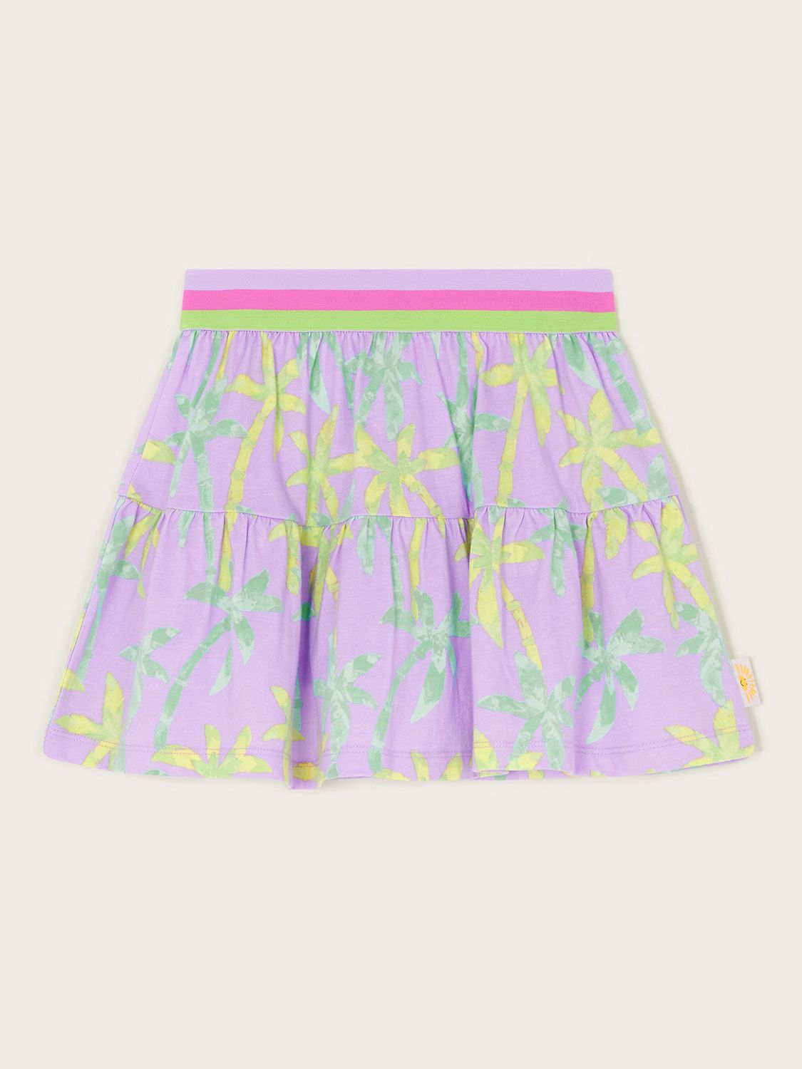 Monsoon Kids' Palm Tree Print Skirt, Purple/Multi, 3-4Y