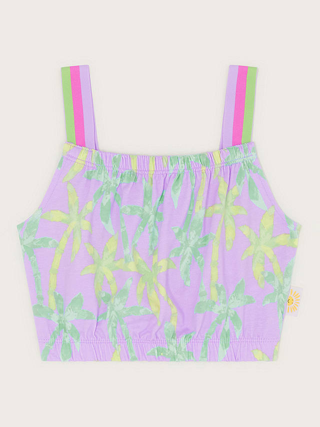 Monsoon Kids' Palm Tree Print Sun Vest Top, Purple/Multi