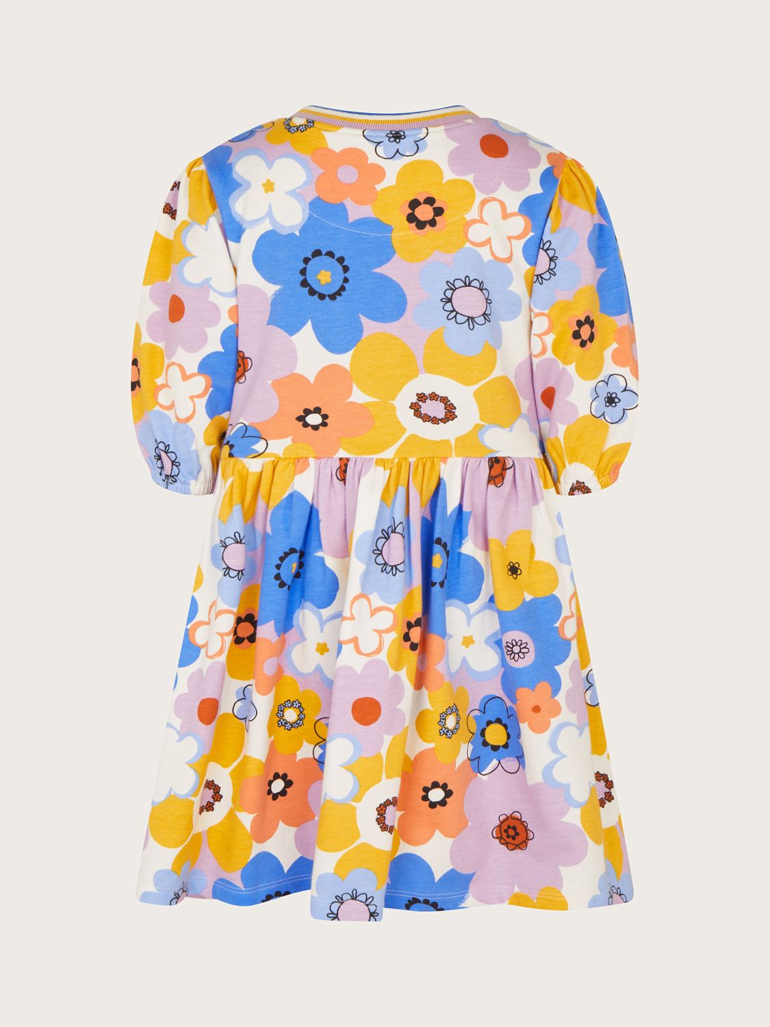 Monsoon Kids' Retro Floral Print Dress, Multi, 3-4 years