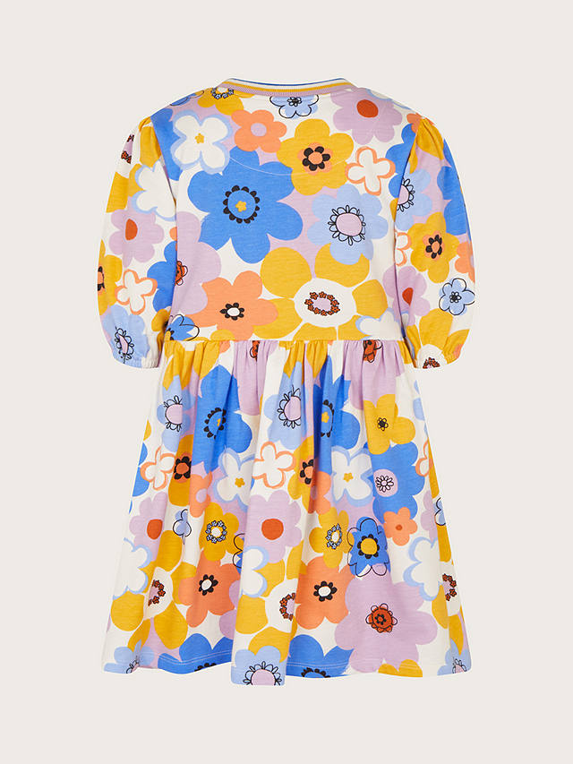 Monsoon Kids' Retro Floral Print Dress, Multi