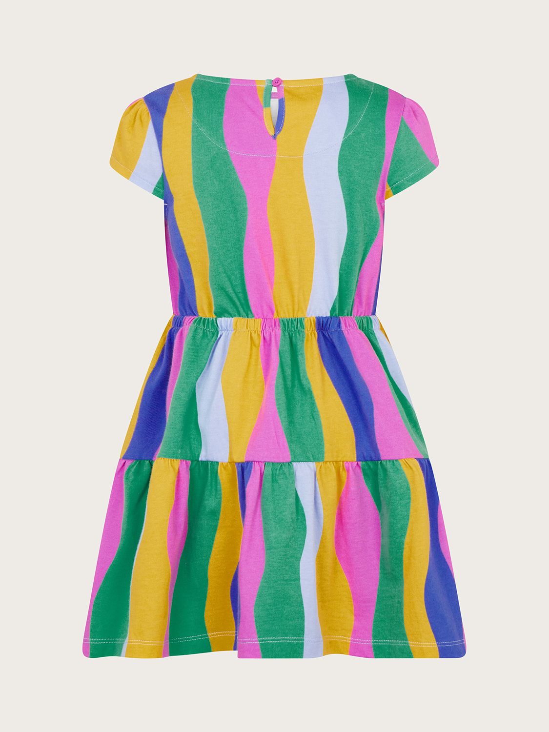 Monsoon Kids' Wavy Stripe Daisy Motif Dress, Multi, 3-4 years