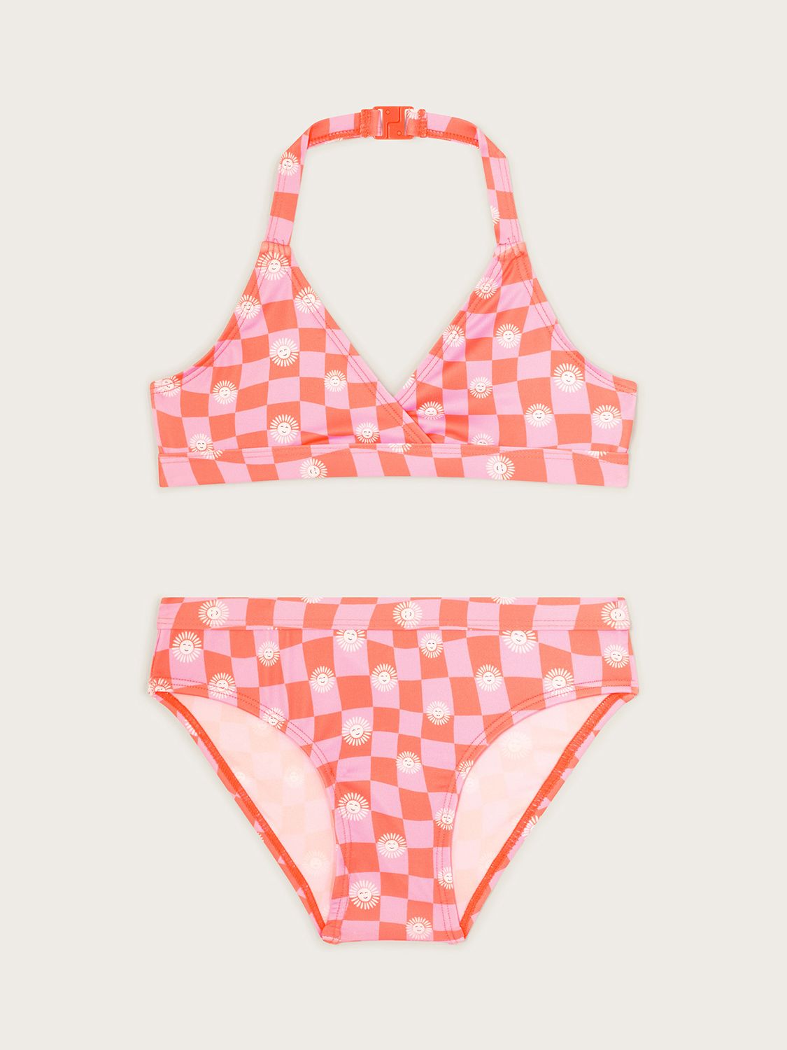 Monsoon Kids' Sun Check Bikini, Pink/Multi