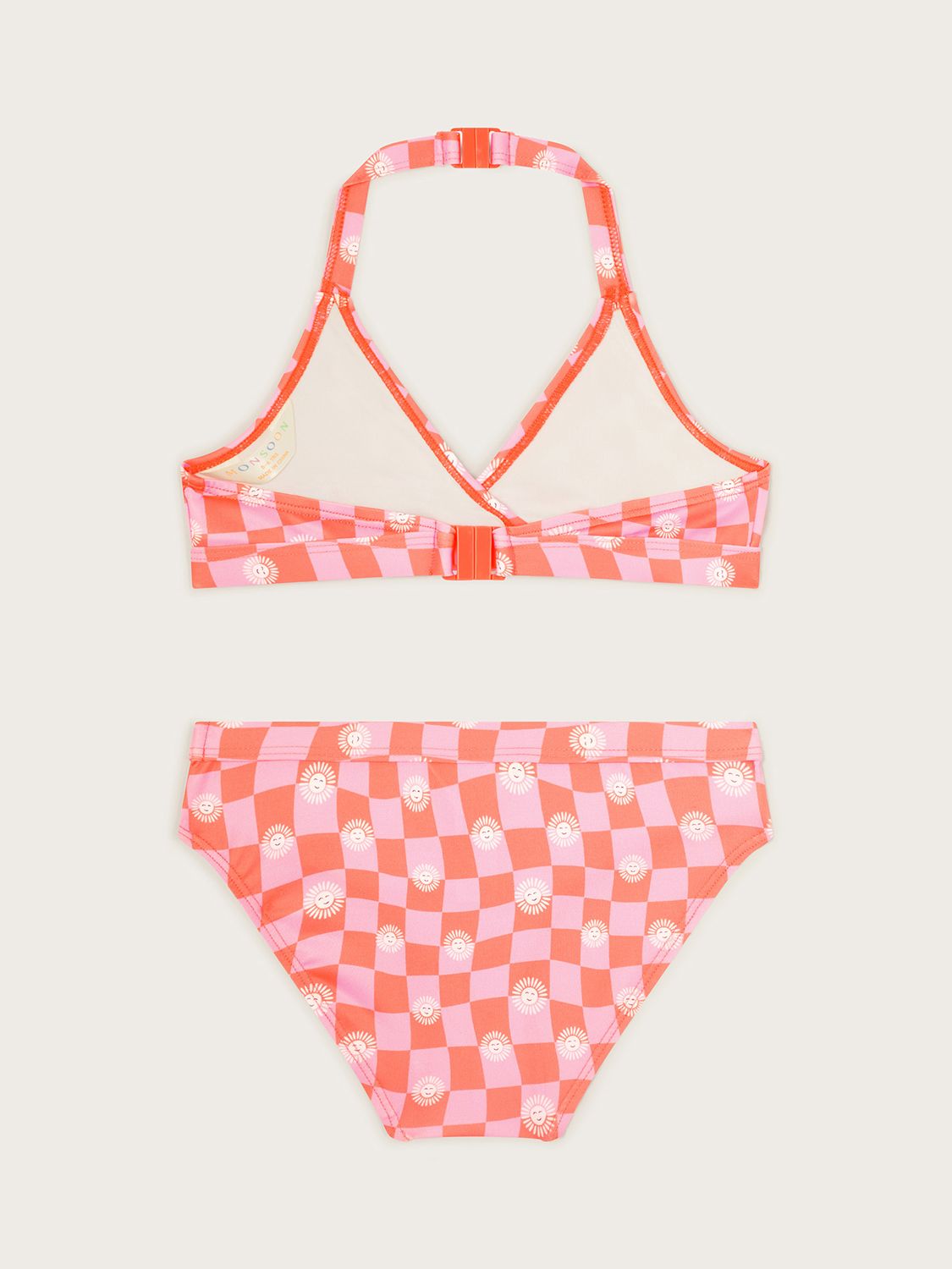 Buy Monsoon Kids' Sun Check Bikini, Pink/Multi Online at johnlewis.com