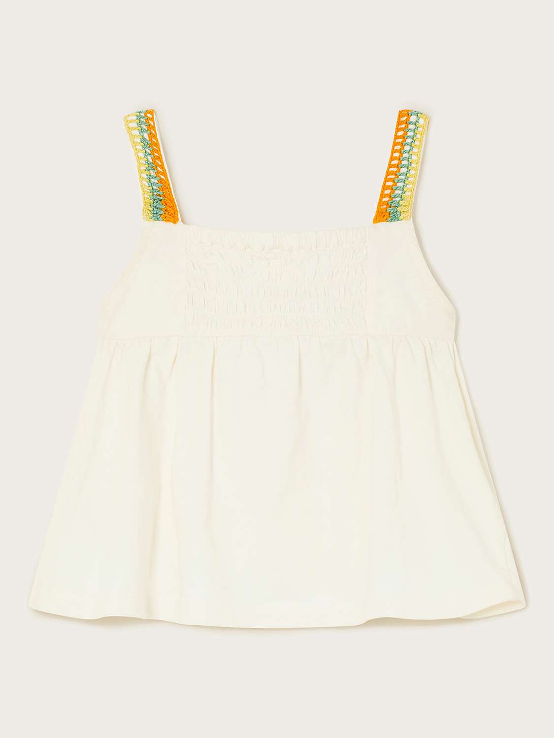 Buy Monsoon Kids' Sun Crochet Detail Vest Top, Ivory/Multi Online at johnlewis.com