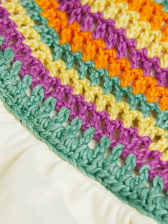 Monsoon Kids' Sun Crochet Detail Vest Top, Ivory/Multi