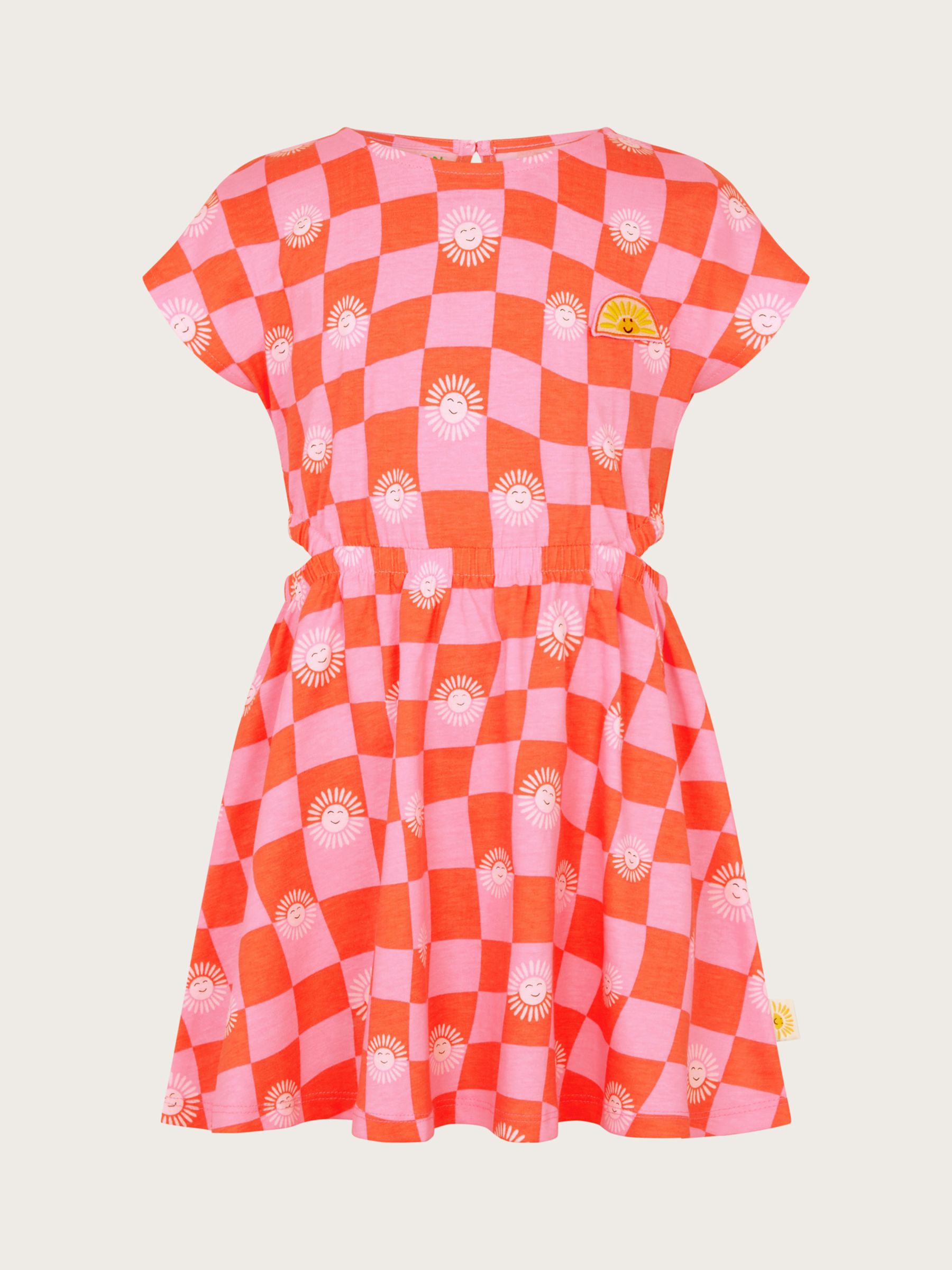 Buy Monsoon Kids' Checked Cut Out Sun Jersey Dress, Multi Online at johnlewis.com